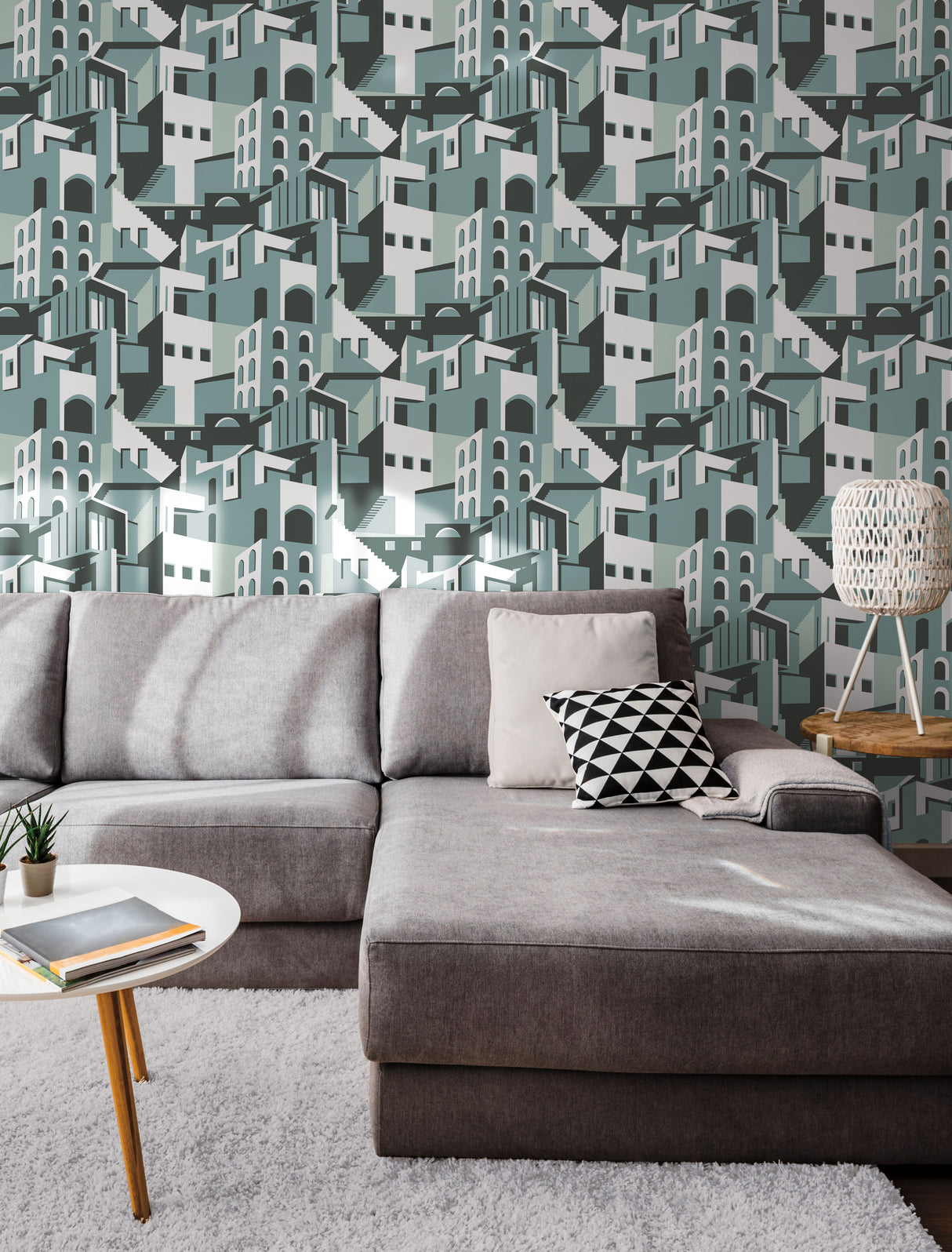 York PSW1246RL Arch Architectural Blue Grey Peel & Stick Wallpaper