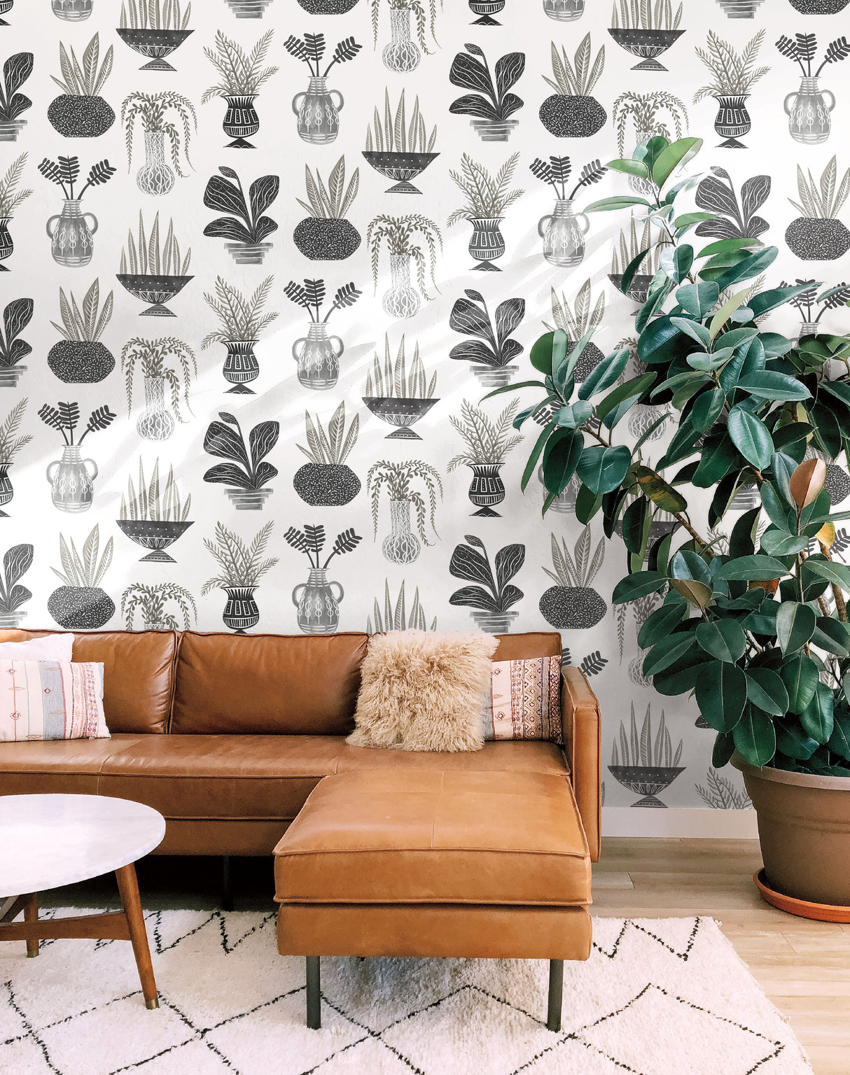 York PSW1251RL Plant Party Black Peel & Stick Wallpaper