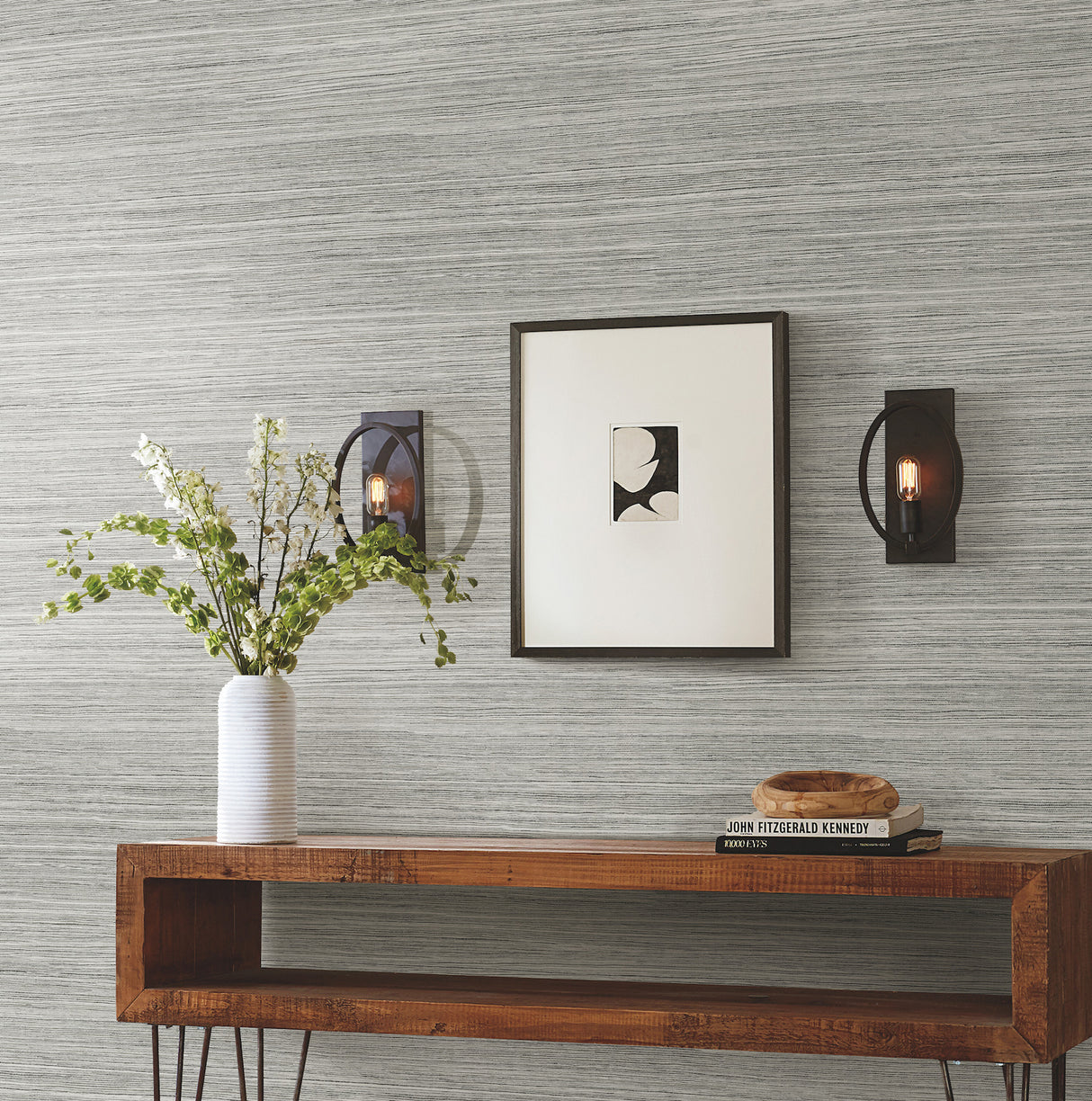 York PSW1280RL Cattail Weave Grey Peel & Stick Wallpaper