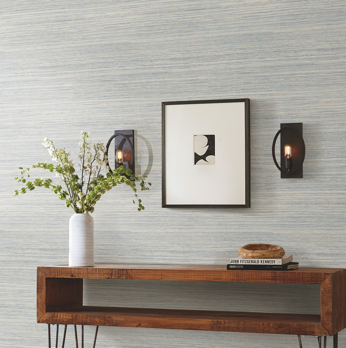York PSW1281RL Cattail Weave Blue Peel & Stick Wallpaper