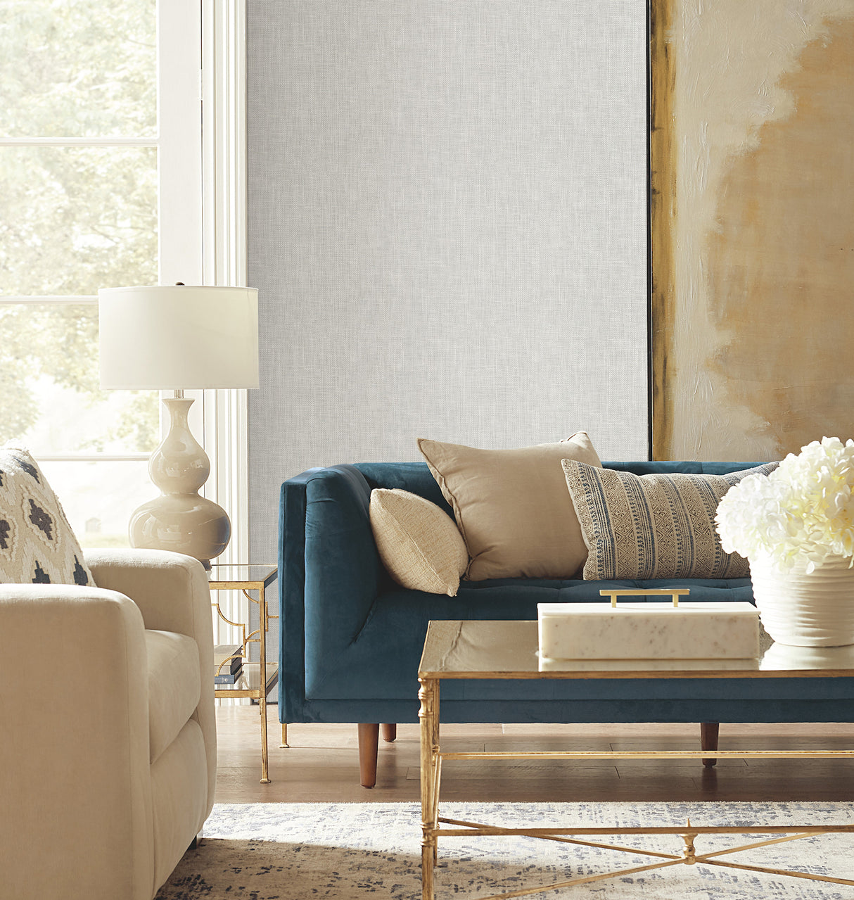 York PSW1283RL Reed Basket White Peel & Stick Wallpaper