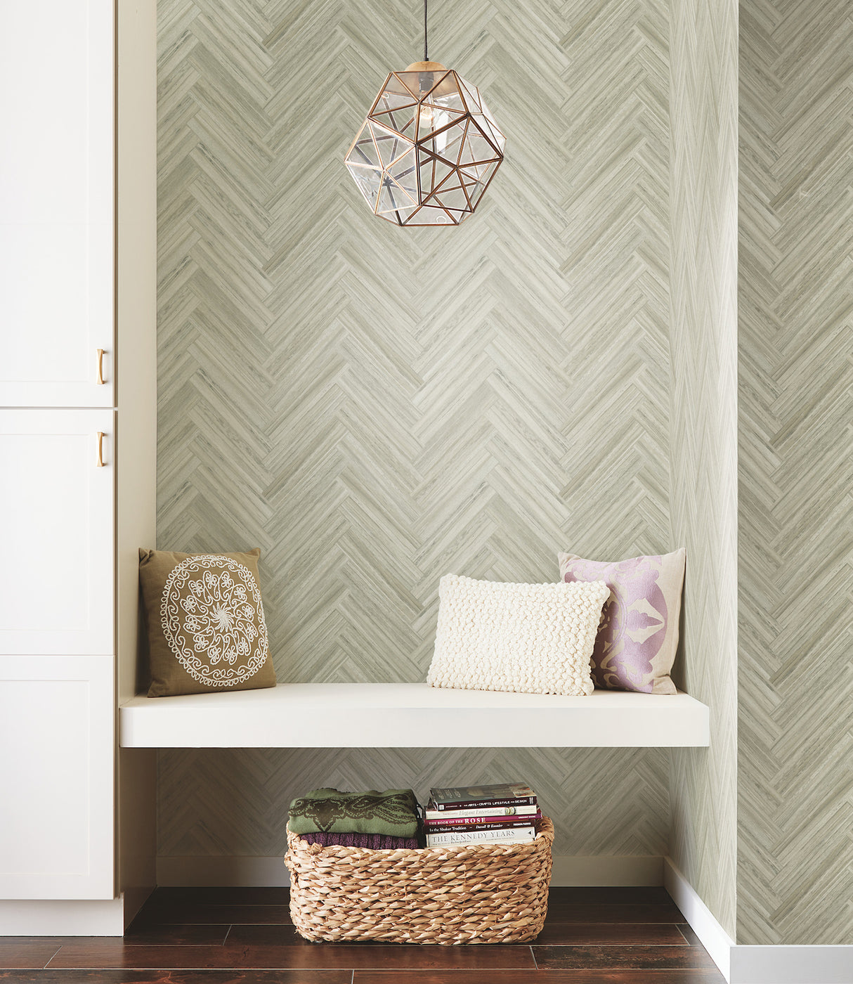 York PSW1286RL Hermosa Herringbone Brown Peel & Stick Wallpaper