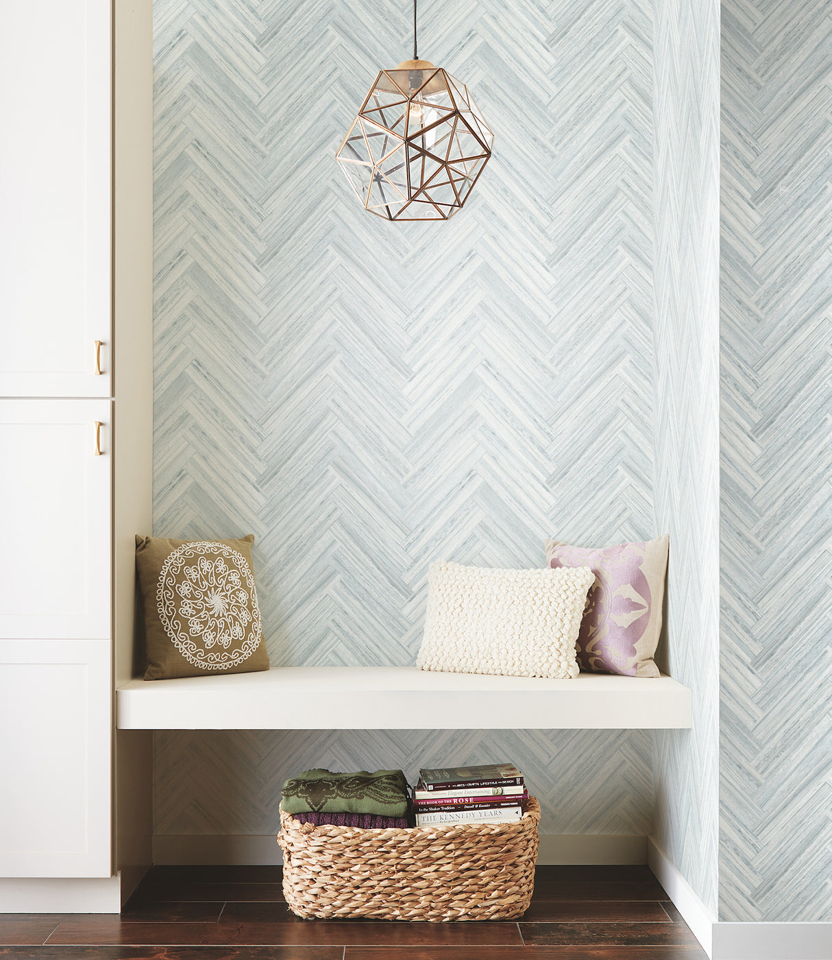 York PSW1289RL Hermosa Herringbone Blue Peel & Stick Wallpaper