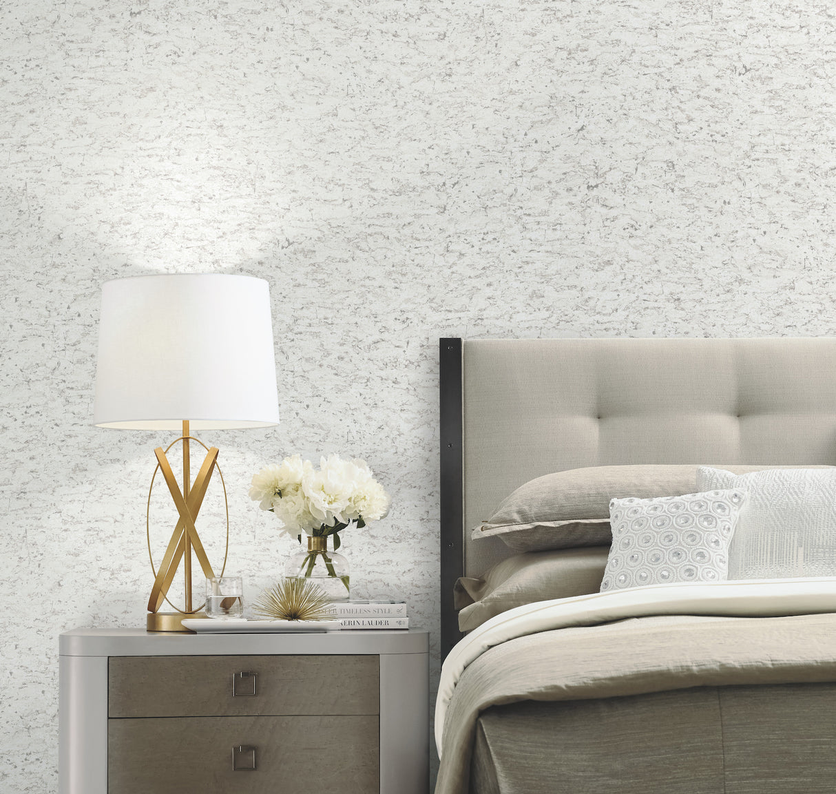York PSW1290RL Shimmering Cork White Peel & Stick Wallpaper