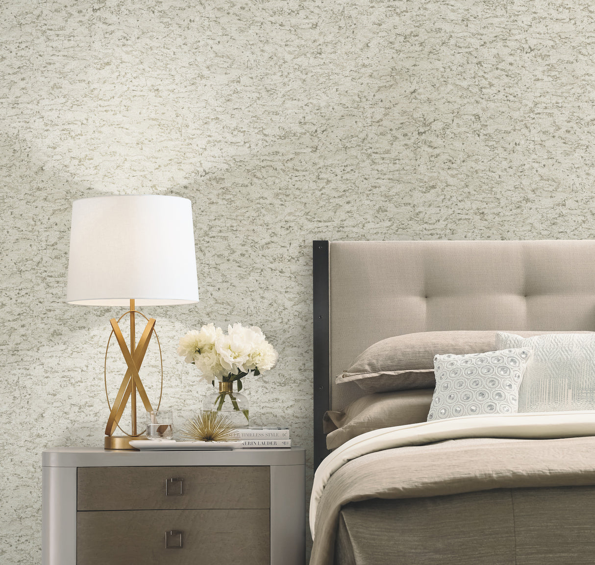 York PSW1291RL Shimmering Cork Beige Peel & Stick Wallpaper