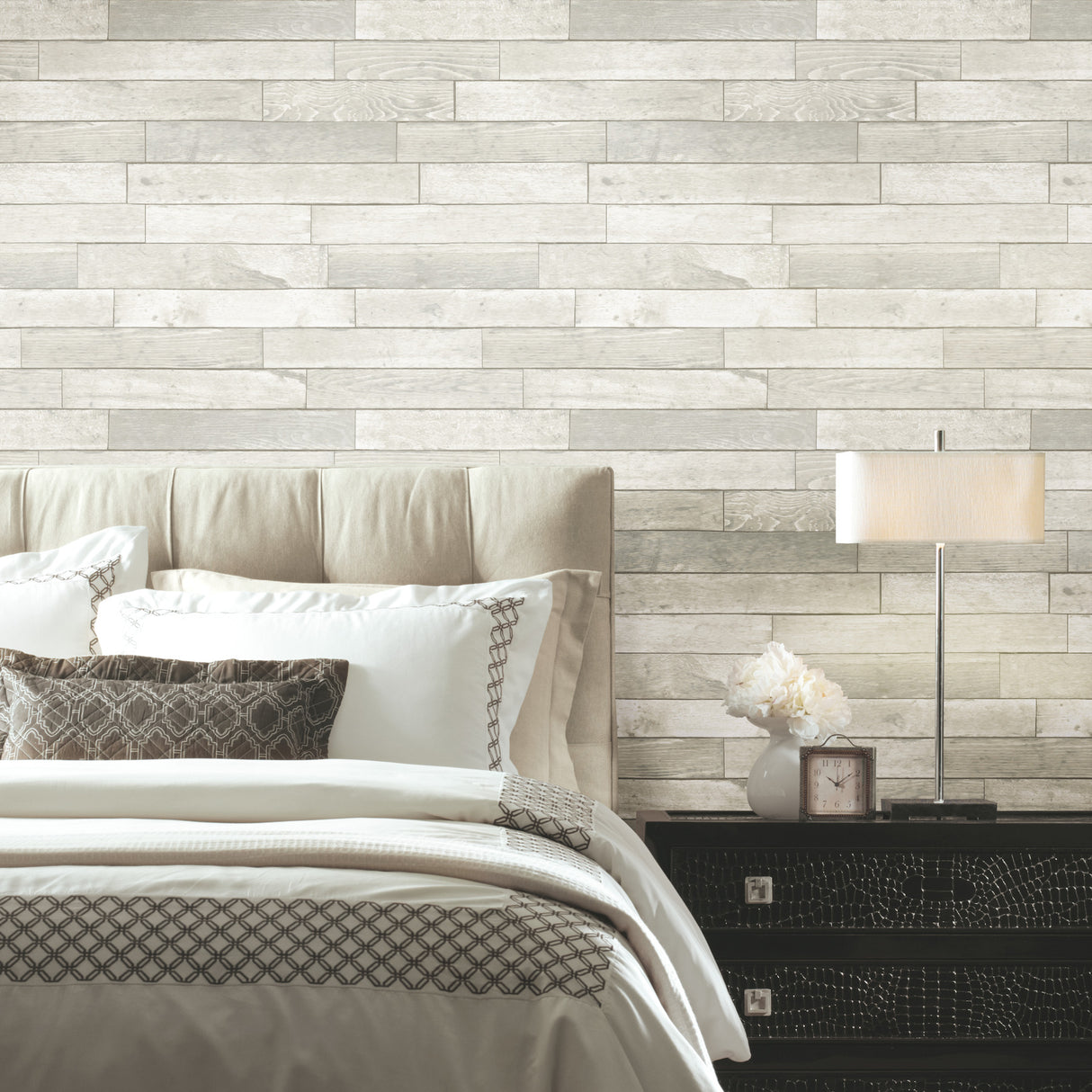 York PSW1293RL Warehouse Planks White Peel & Stick Wallpaper