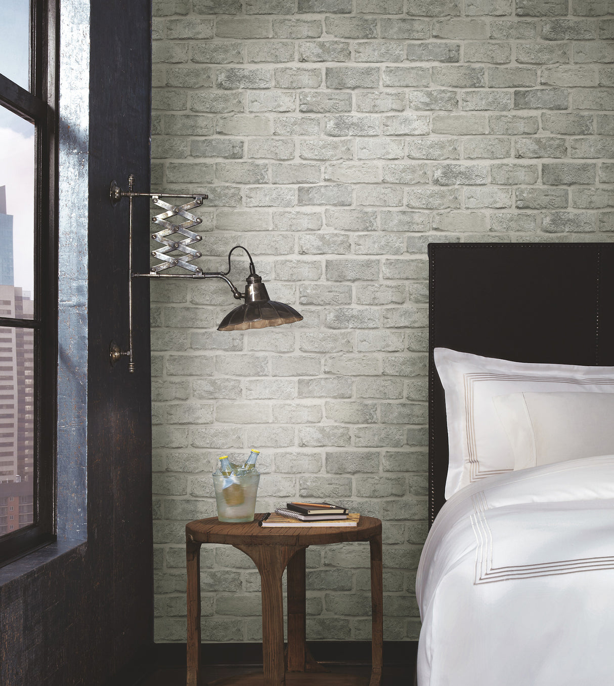 York PSW1304RL Stretcher Brick Grey Peel & Stick Wallpaper