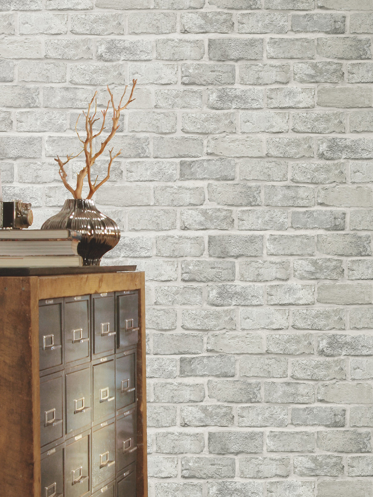 York PSW1304RL Stretcher Brick Grey Peel & Stick Wallpaper