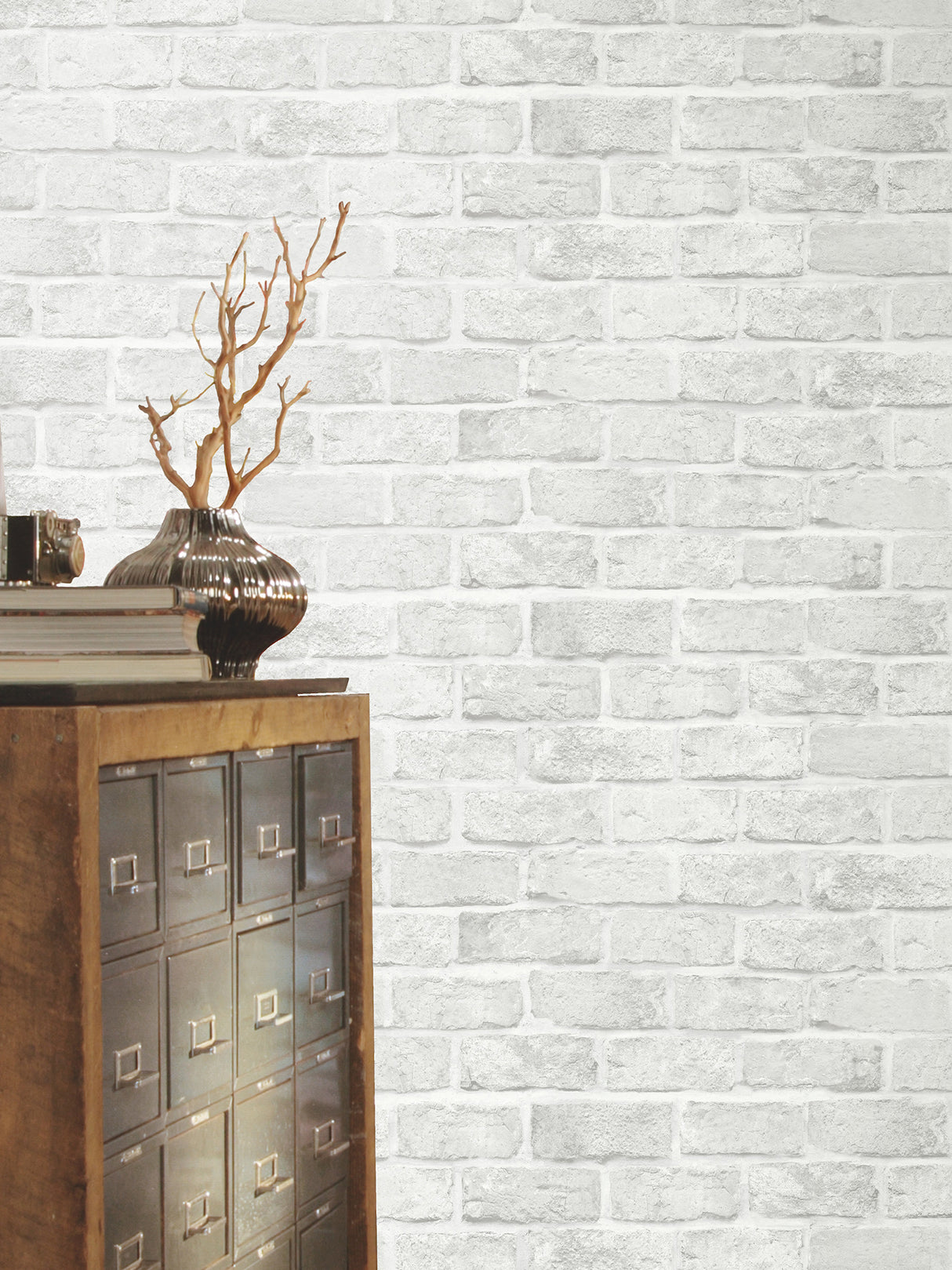 York PSW1305RL Stretcher Brick Light Grey Peel & Stick Wallpaper