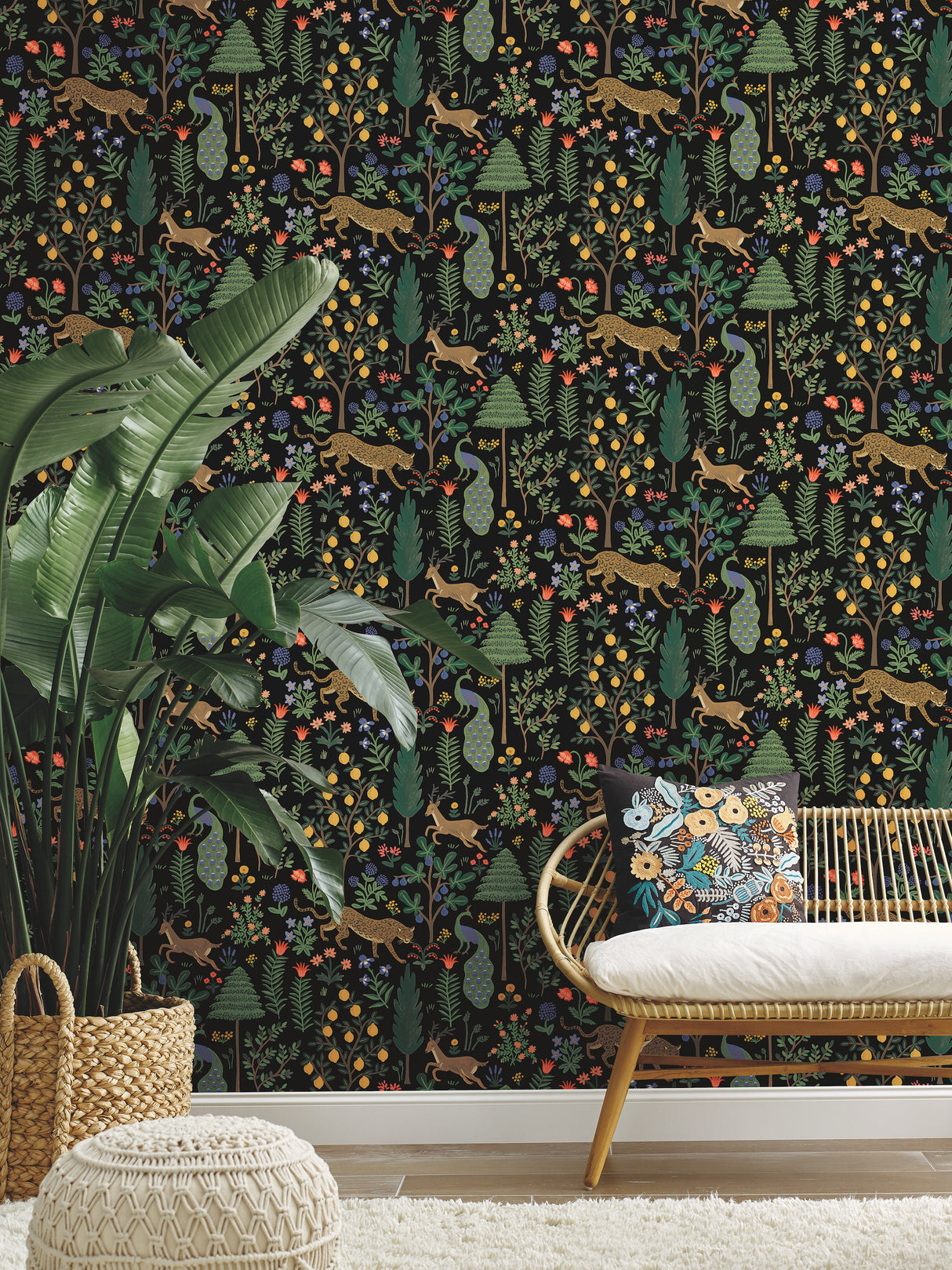 York PSW1321RL Menagerie Black Peel & Stick Wallpaper