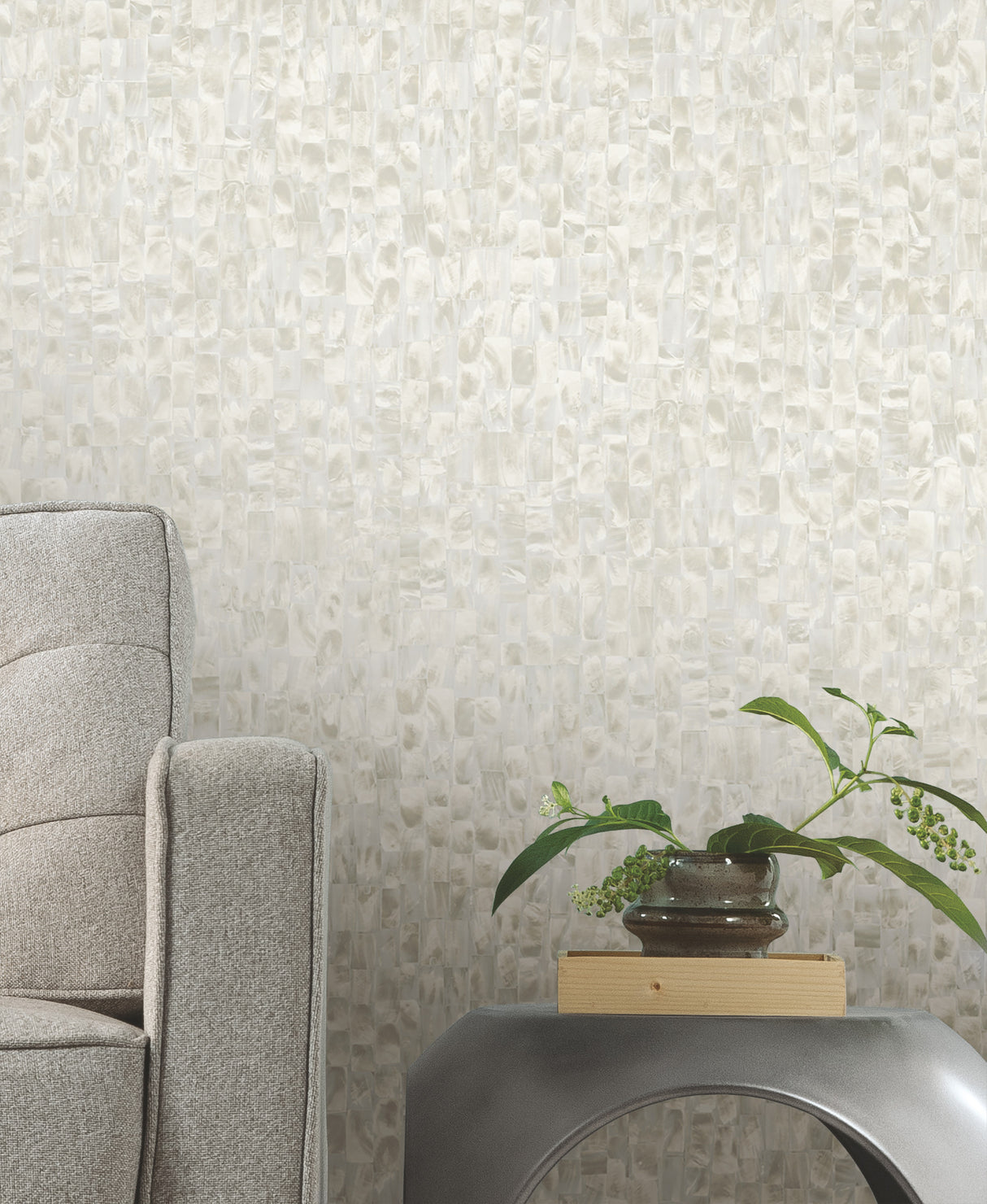 York PSW1336RL Mother Of Pearl Grey & Beige Peel & Stick Wallpaper
