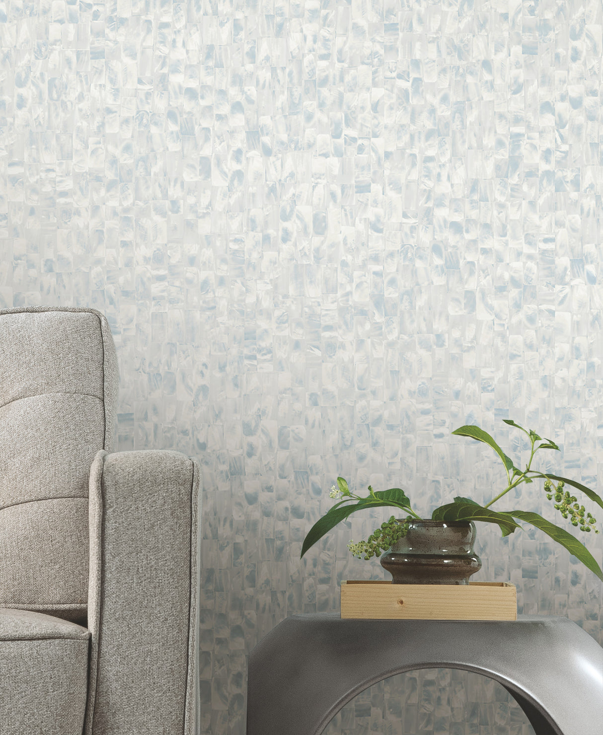 York PSW1337RL Mother Of Pearl Grey & Blue Peel & Stick Wallpaper