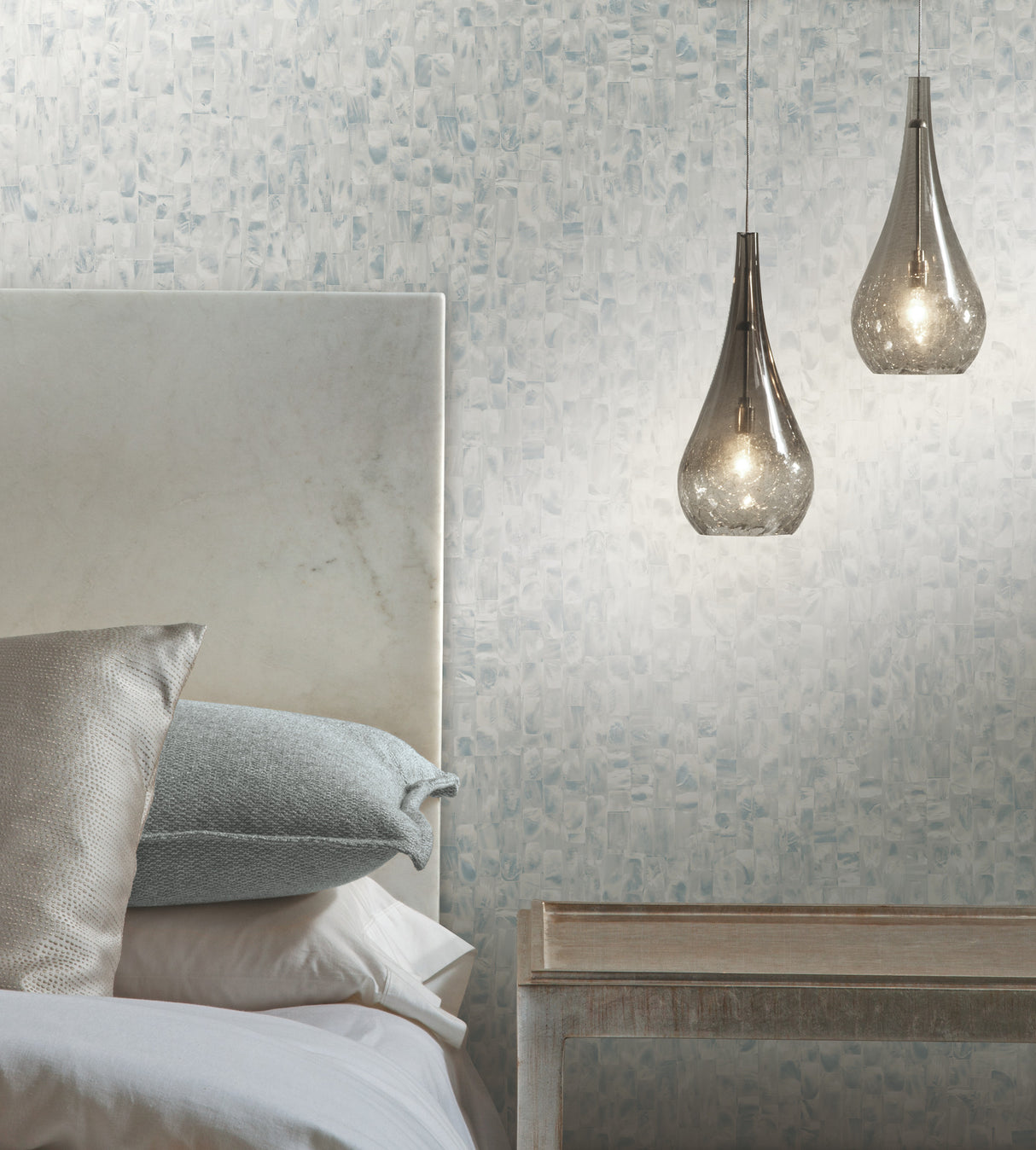 York PSW1337RL Mother Of Pearl Grey & Blue Peel & Stick Wallpaper