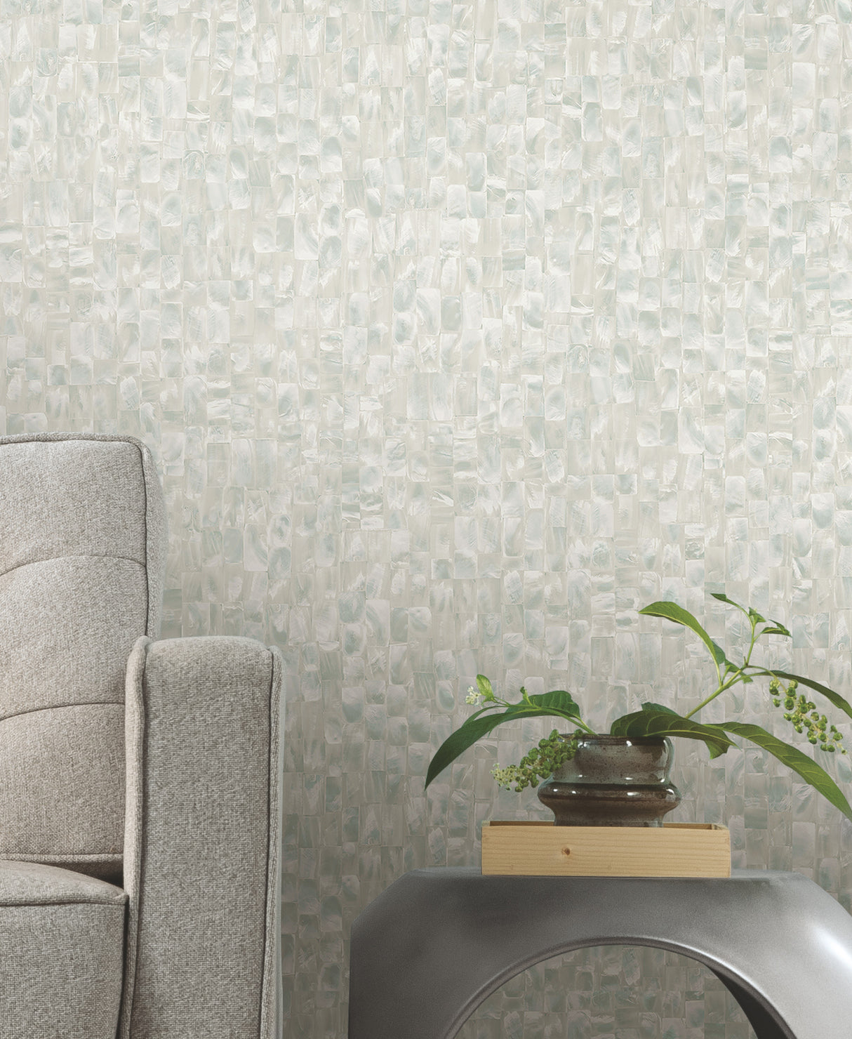 York PSW1338RL Mother of Pearl Blue & Green Peel & Stick Wallpaper