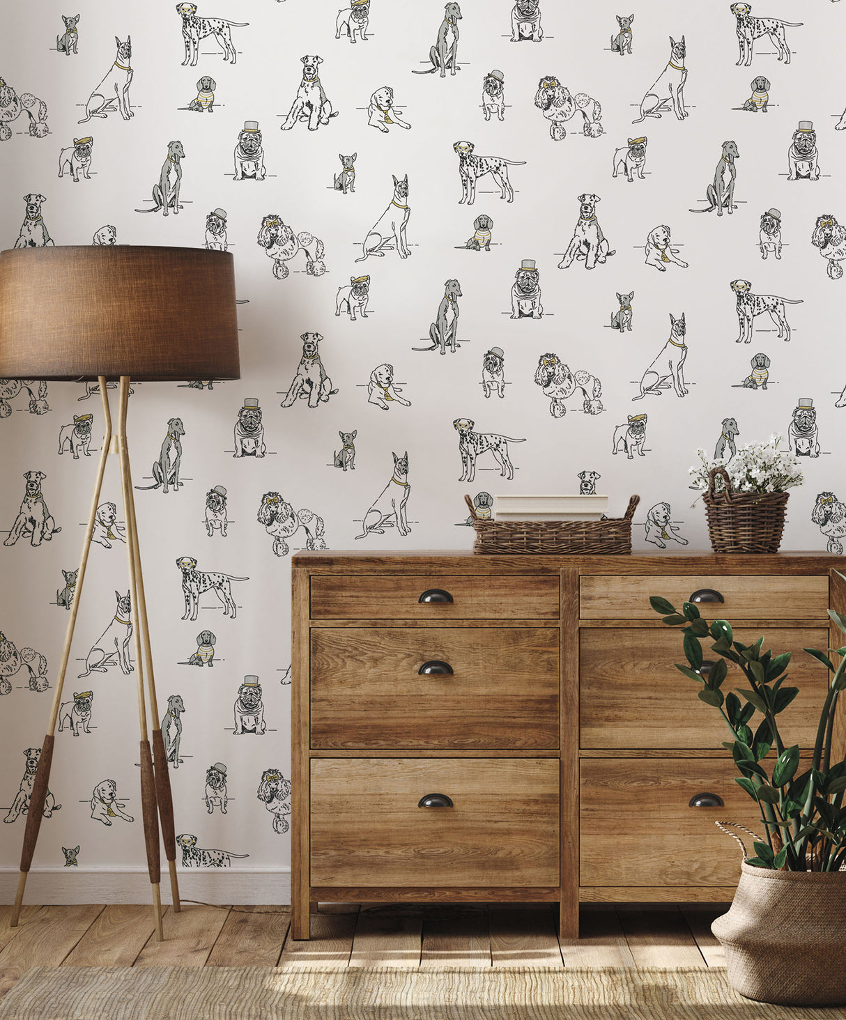 York PSW1339RL Dog's Life Silver & Gold Peel & Stick Wallpaper