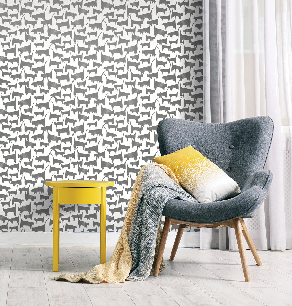 York PSW1340RL Cat Tails Black Peel & Stick Wallpaper