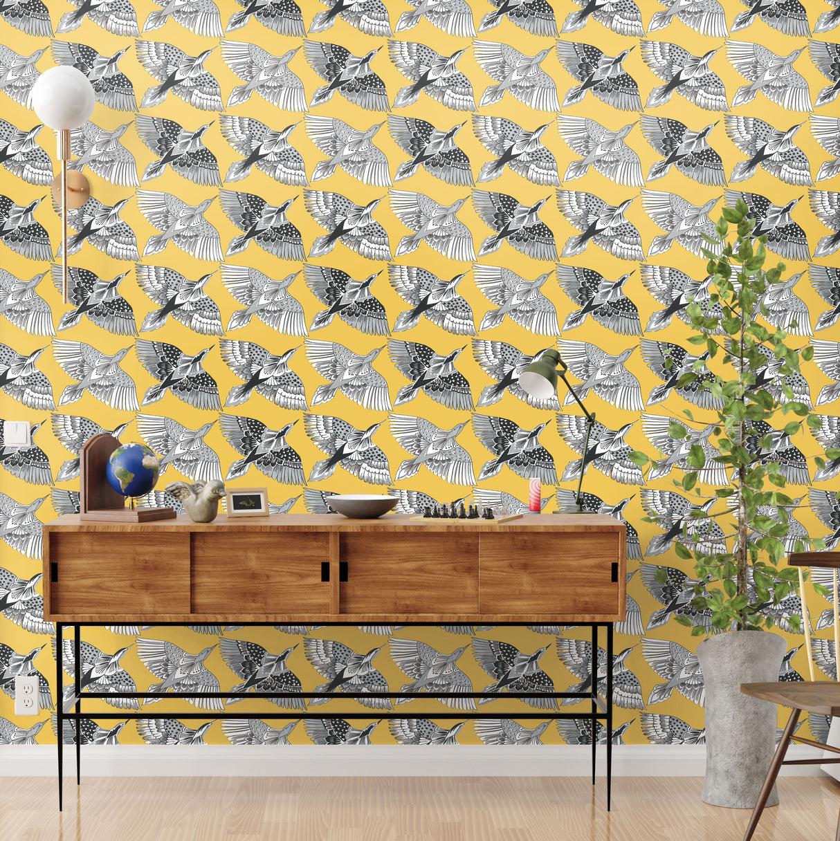 York PSW1350RL Feather Flight Yellow Peel & Stick Wallpaper