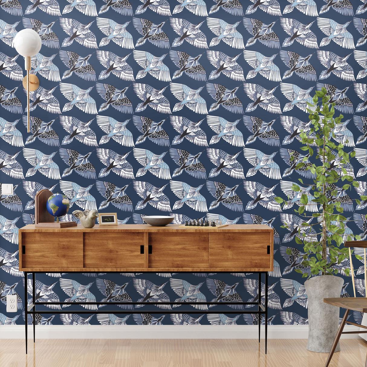 York PSW1352RL Feather Flight Blue Peel & Stick Wallpaper