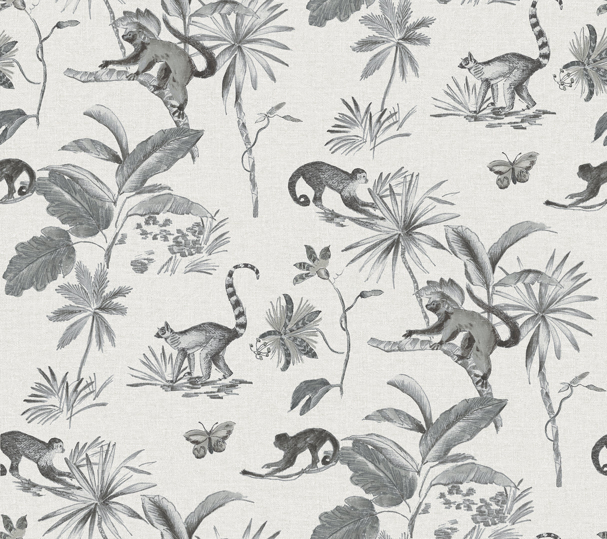 York PSW1354RL Botanicals & Lemurs Grey Peel & Stick Wallpaper