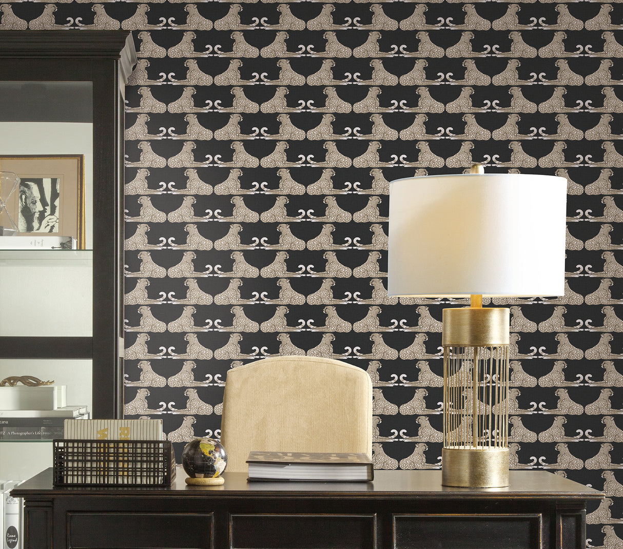 York PSW1355RL Reclining Cheetahs Black Peel & Stick Wallpaper