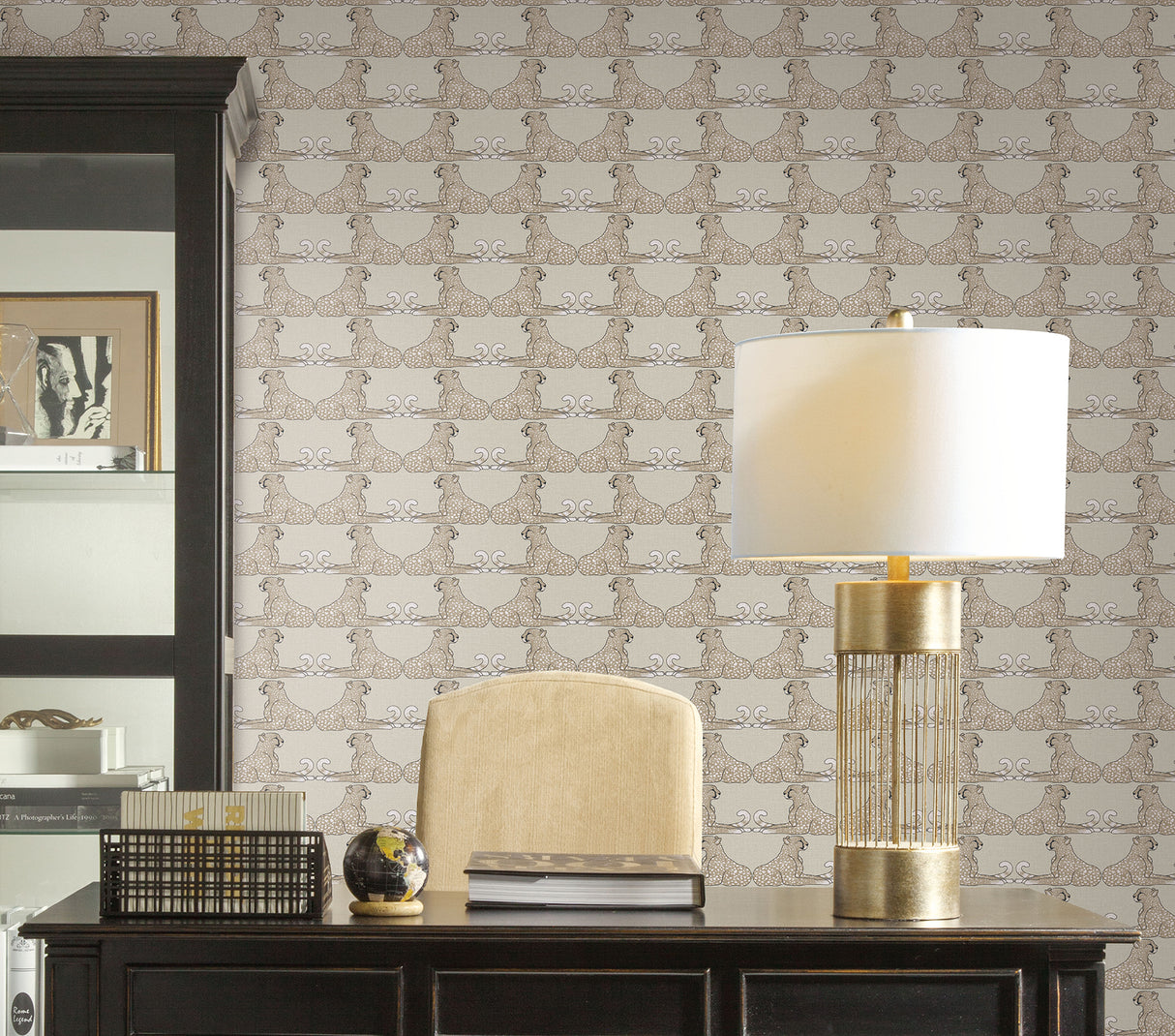 York PSW1356RL Reclining Cheetahs Taupe Peel & Stick Wallpaper