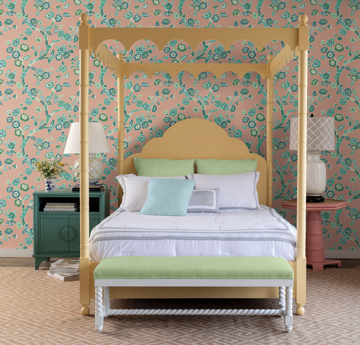 York PSW1408RL Temple Garden Coral Peel & Stick Wallpaper
