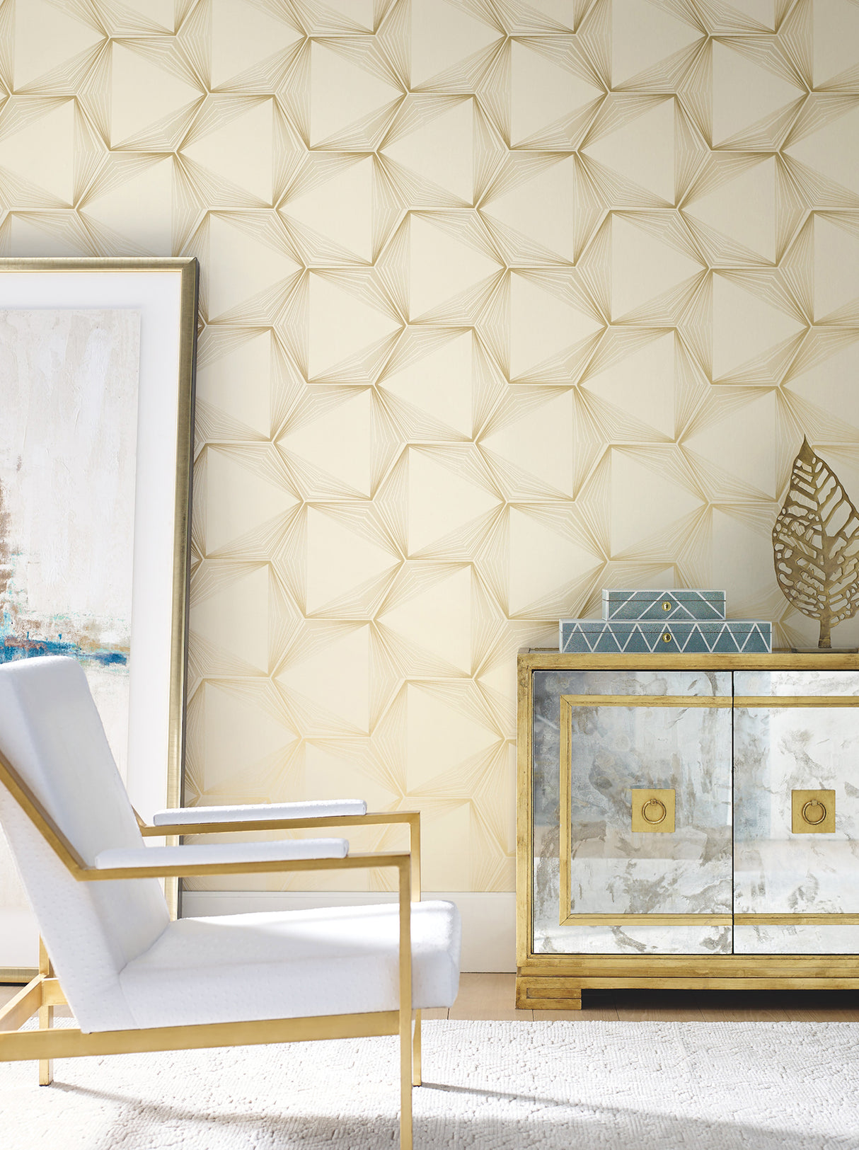 York PSW1416RL Honeycomb Sand & Gold Peel & Stick Wallpaper