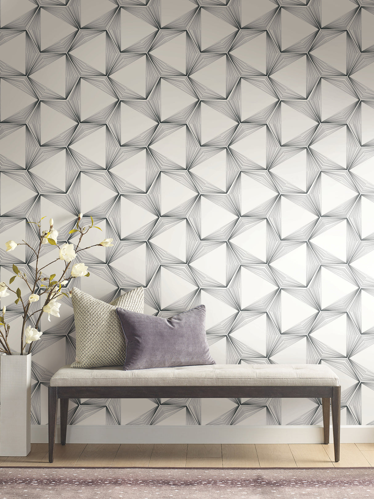 York PSW1417RL Honeycomb Charcoal Peel & Stick Wallpaper