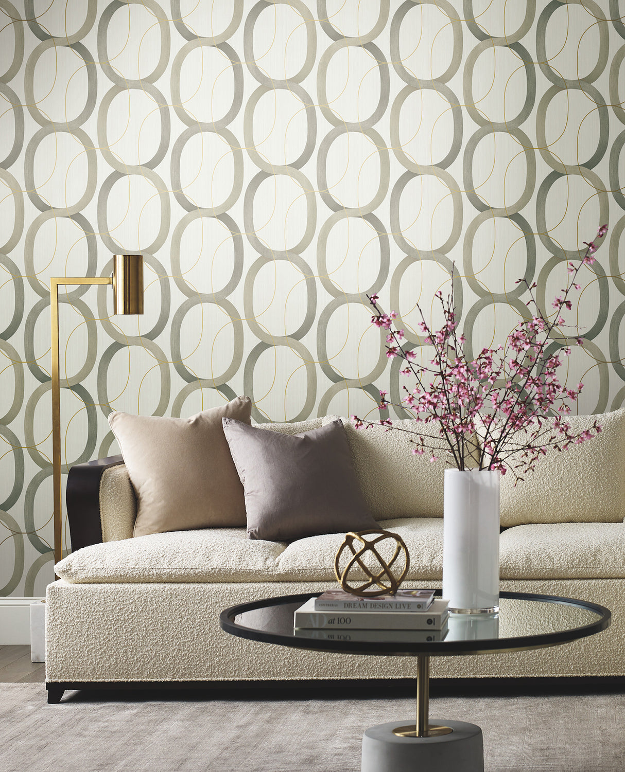 York PSW1418RL Interlock Light Taupe Peel & Stick Wallpaper
