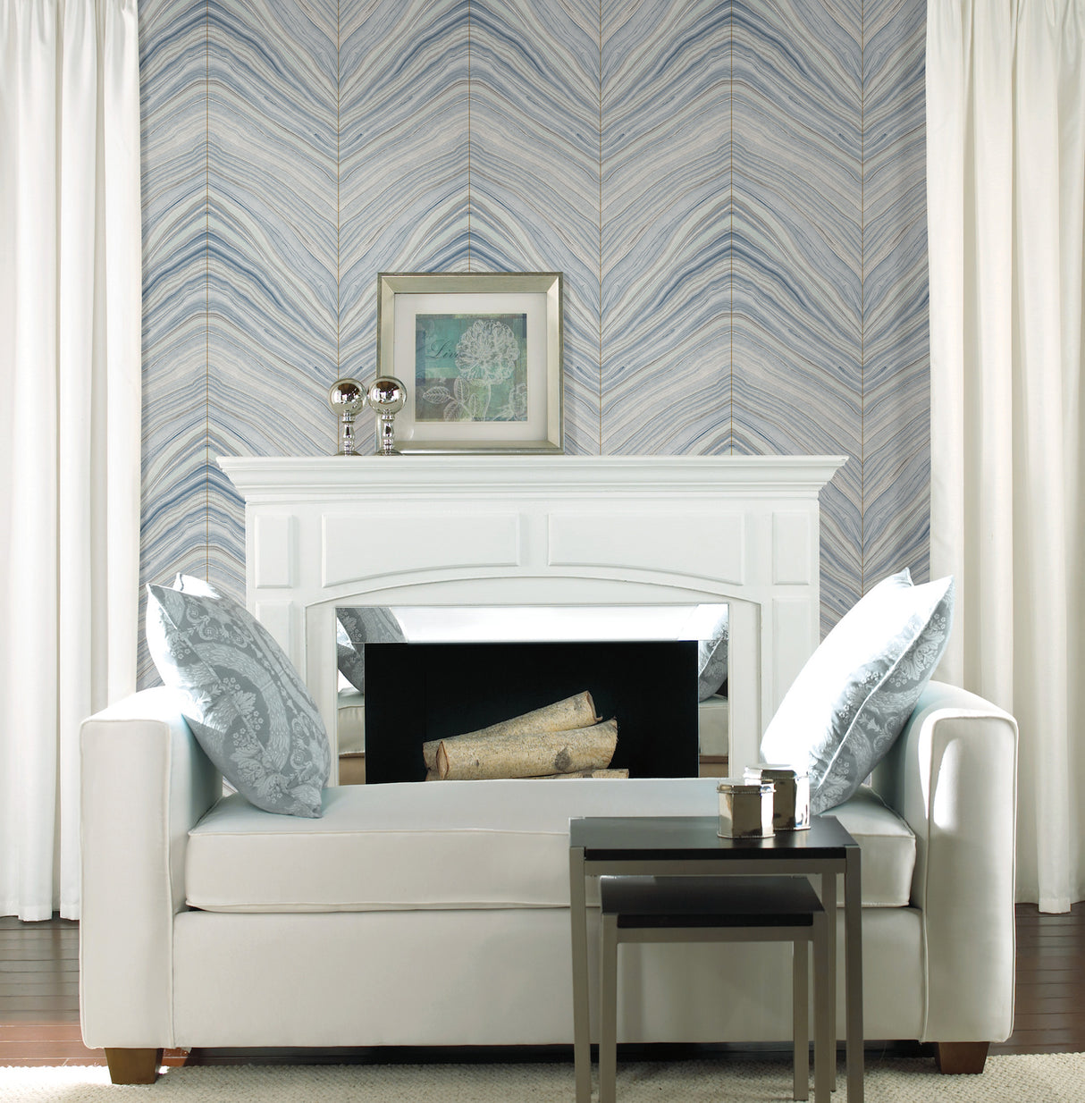 York PSW1421RL Onyx Strata Mist Blue Peel & Stick Wallpaper