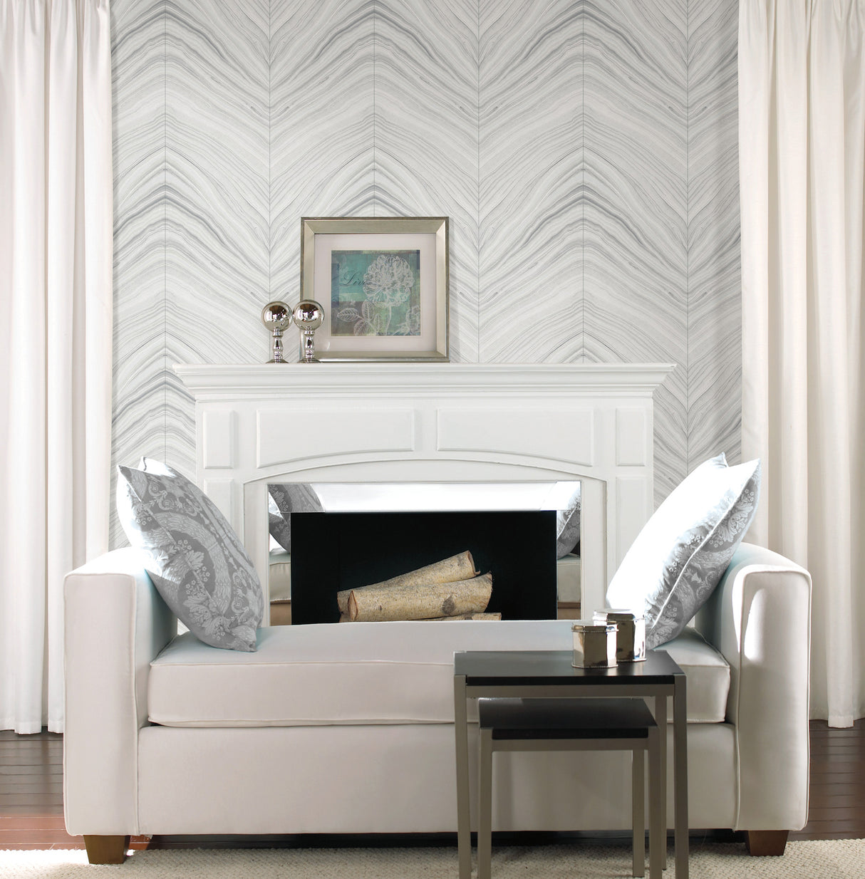 York PSW1422RL Onyx Strata Sheer Grey Peel & Stick Wallpaper