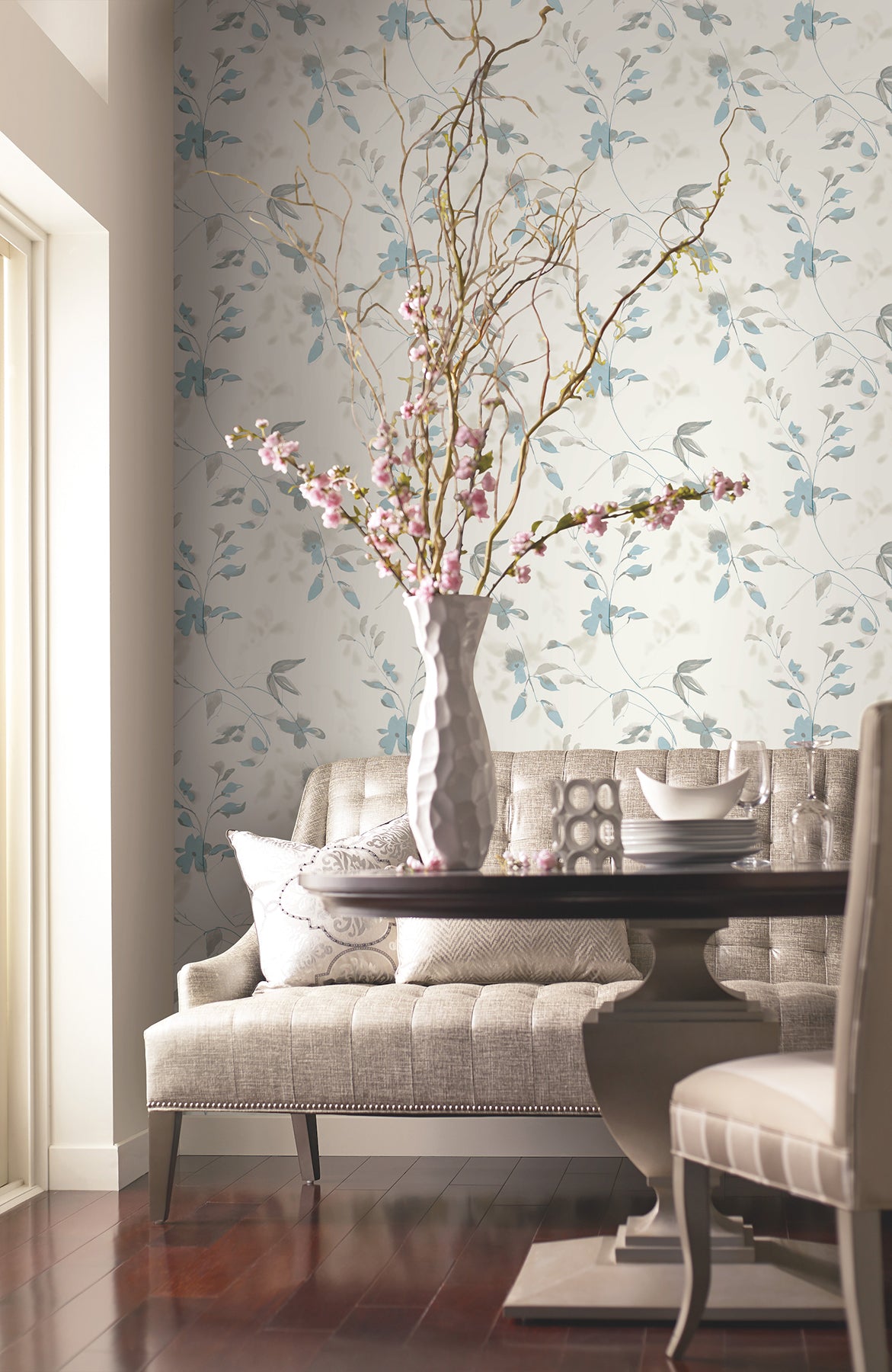 York PSW1423RL Linden Flower Spa Blue Peel & Stick Wallpaper