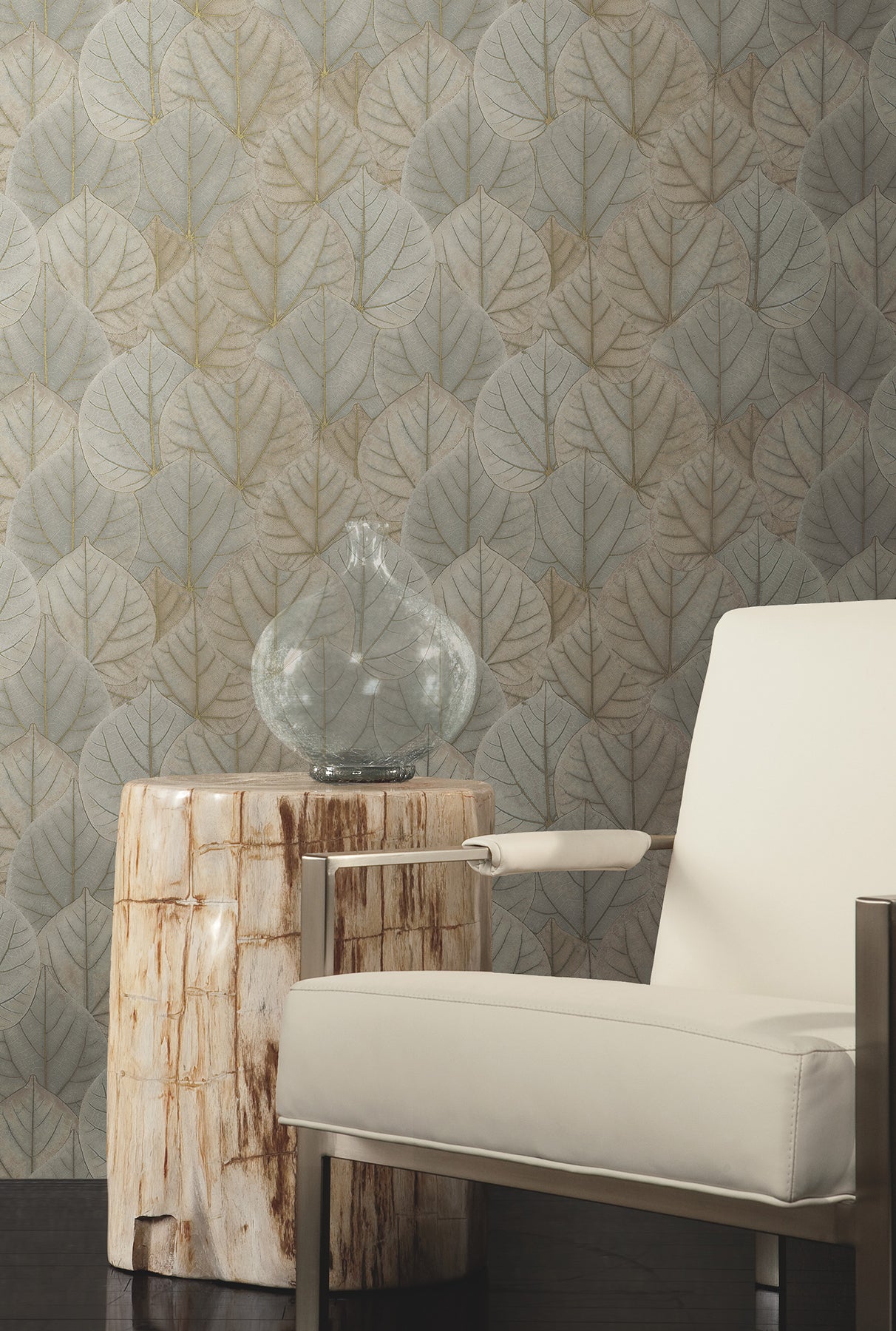 York PSW1425RL Leaf Concerto Warm Taupe Peel & Stick Wallpaper