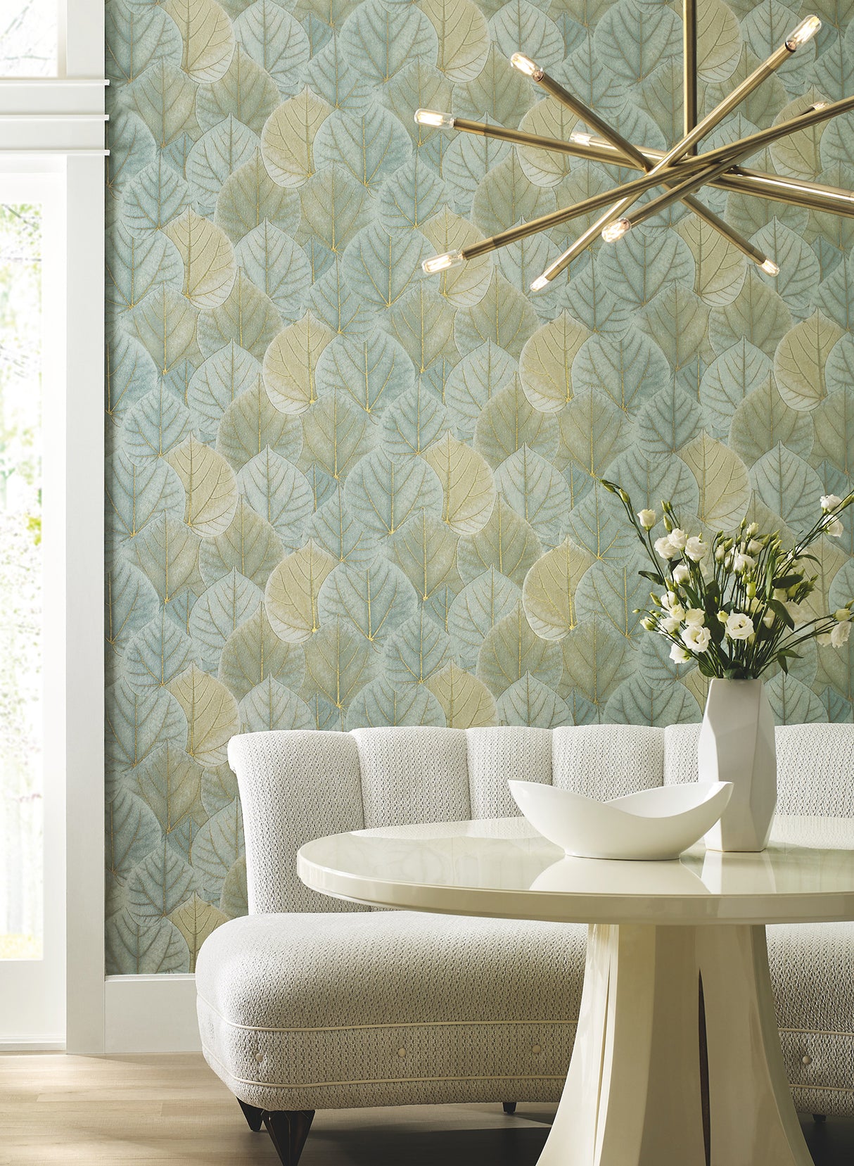 York PSW1427RL Leaf Concerto Turquoise Peel & Stick Wallpaper