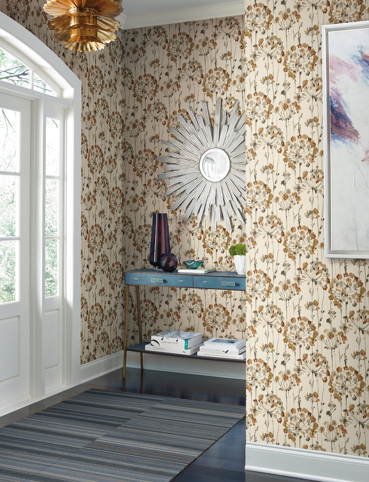 York PSW1429RL Flourish Burnt Orange Peel & Stick Wallpaper