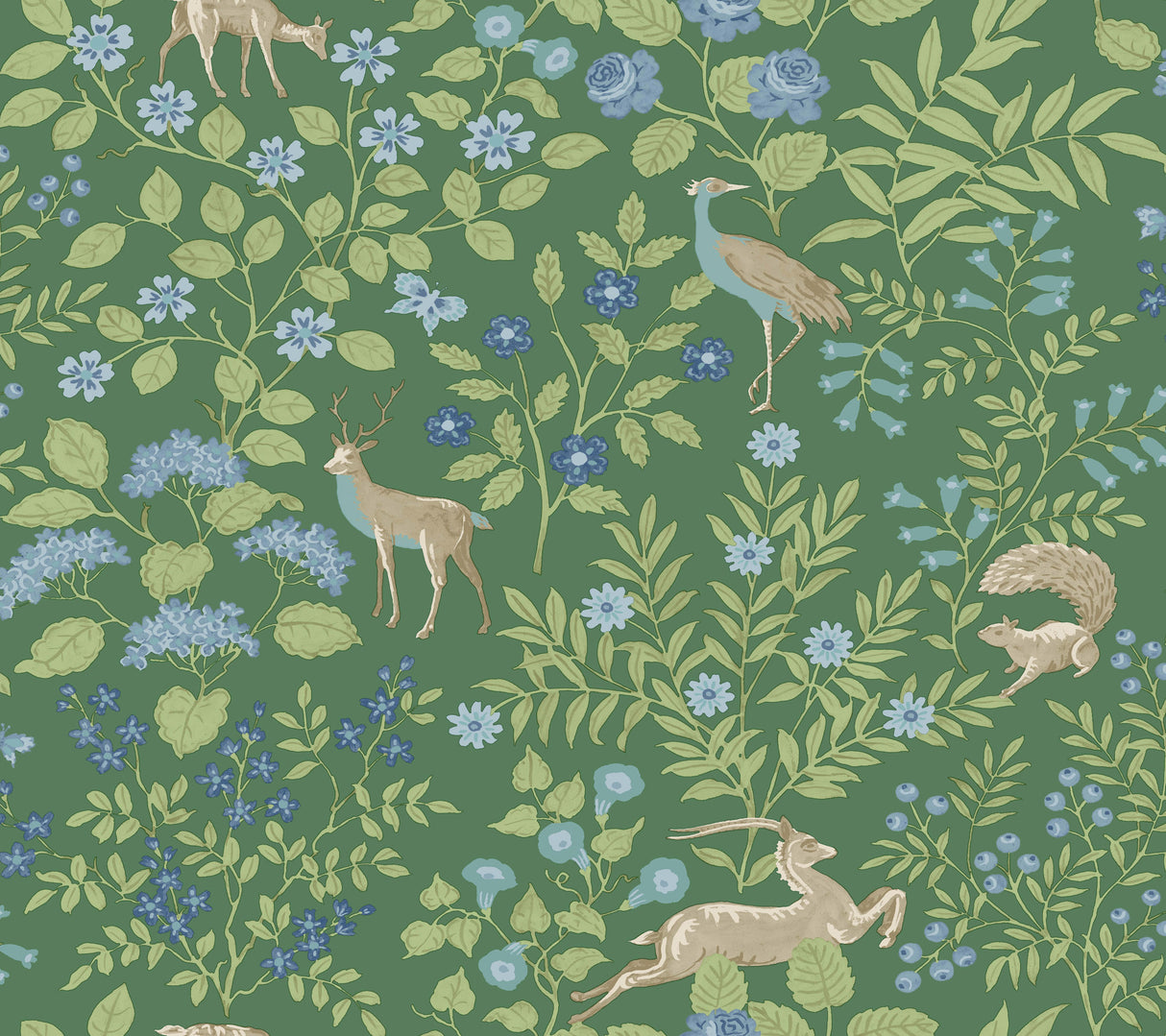 York PSW1437RL Woodland Floral Meadow Green Peel & Stick Wallpaper
