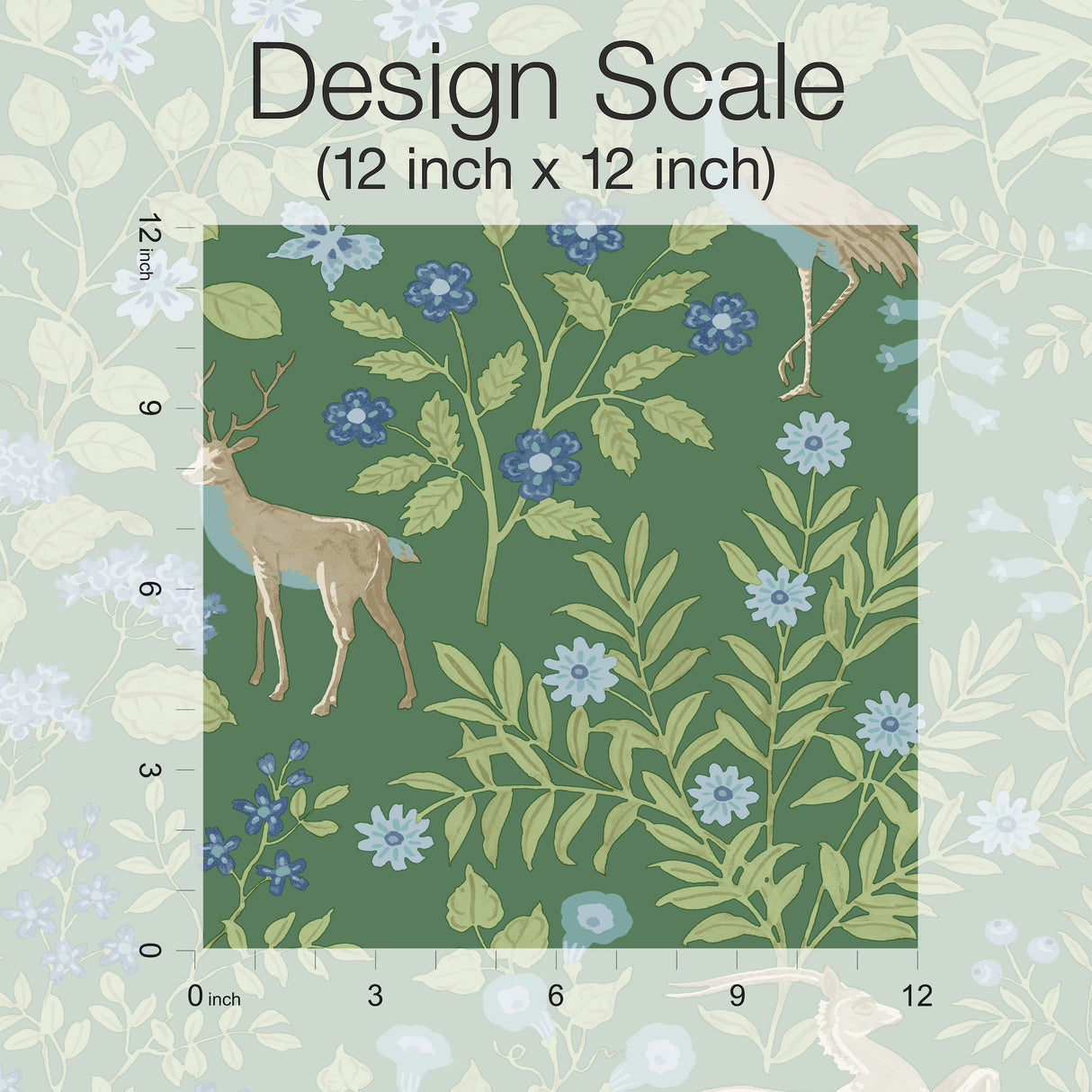 York PSW1437RL Woodland Floral Meadow Green Peel & Stick Wallpaper