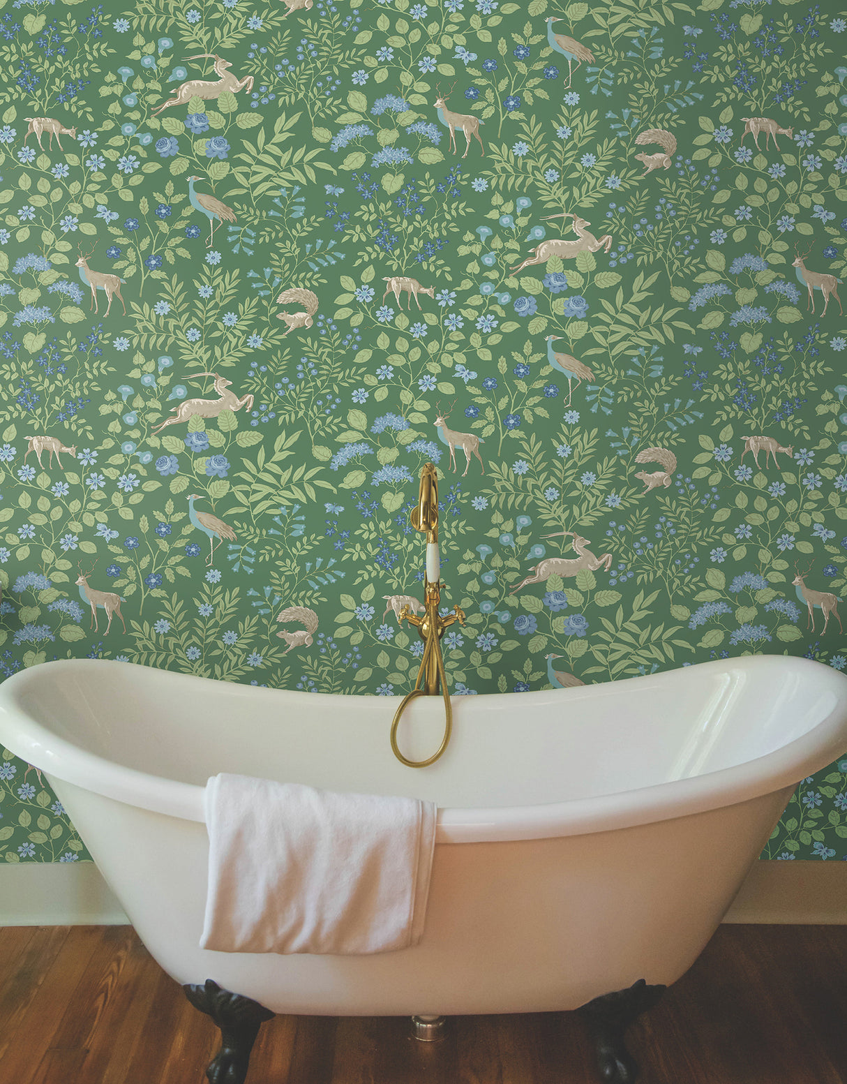 York PSW1437RL Woodland Floral Meadow Green Peel & Stick Wallpaper