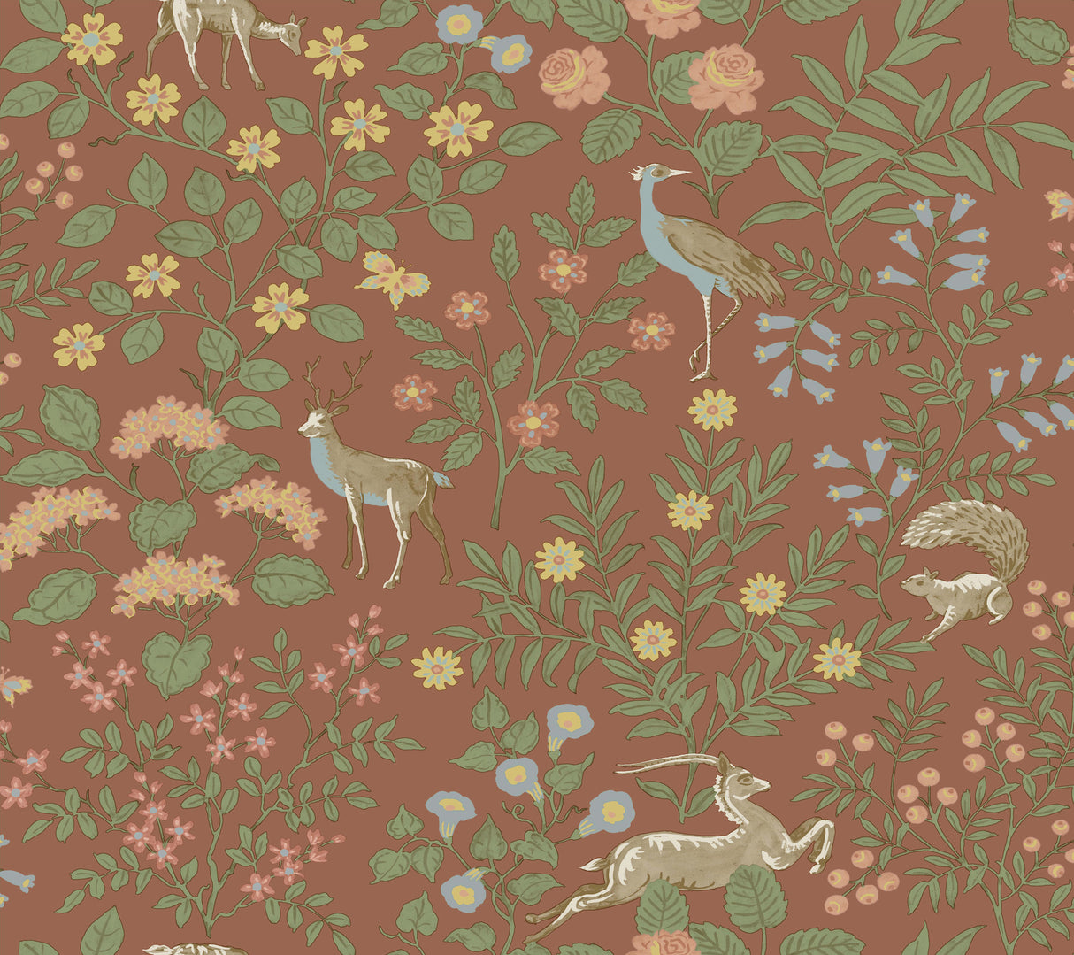 York PSW1438RL Woodland Floral Rust Peel & Stick Wallpaper