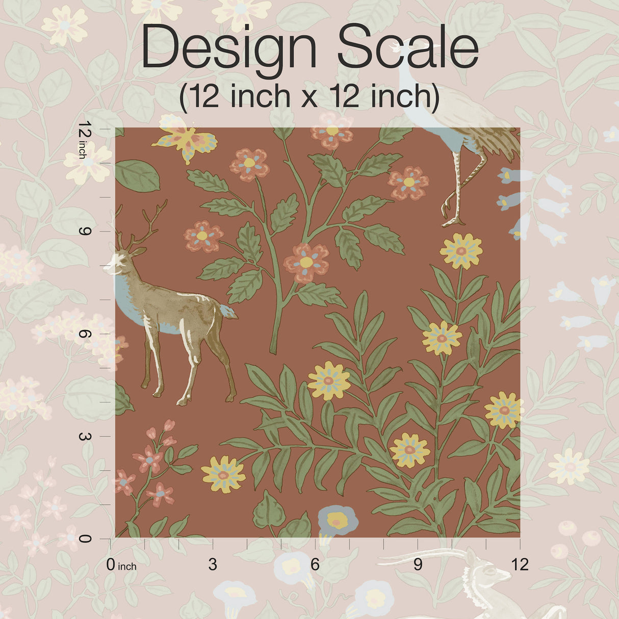 York PSW1438RL Woodland Floral Rust Peel & Stick Wallpaper