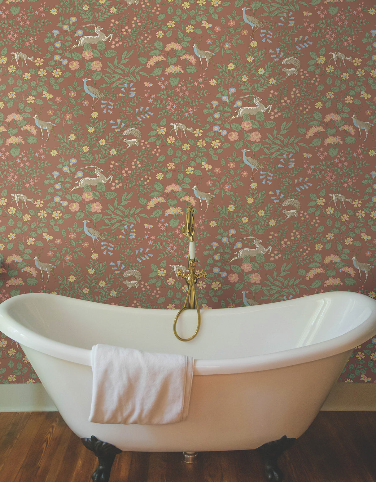 York PSW1438RL Woodland Floral Rust Peel & Stick Wallpaper