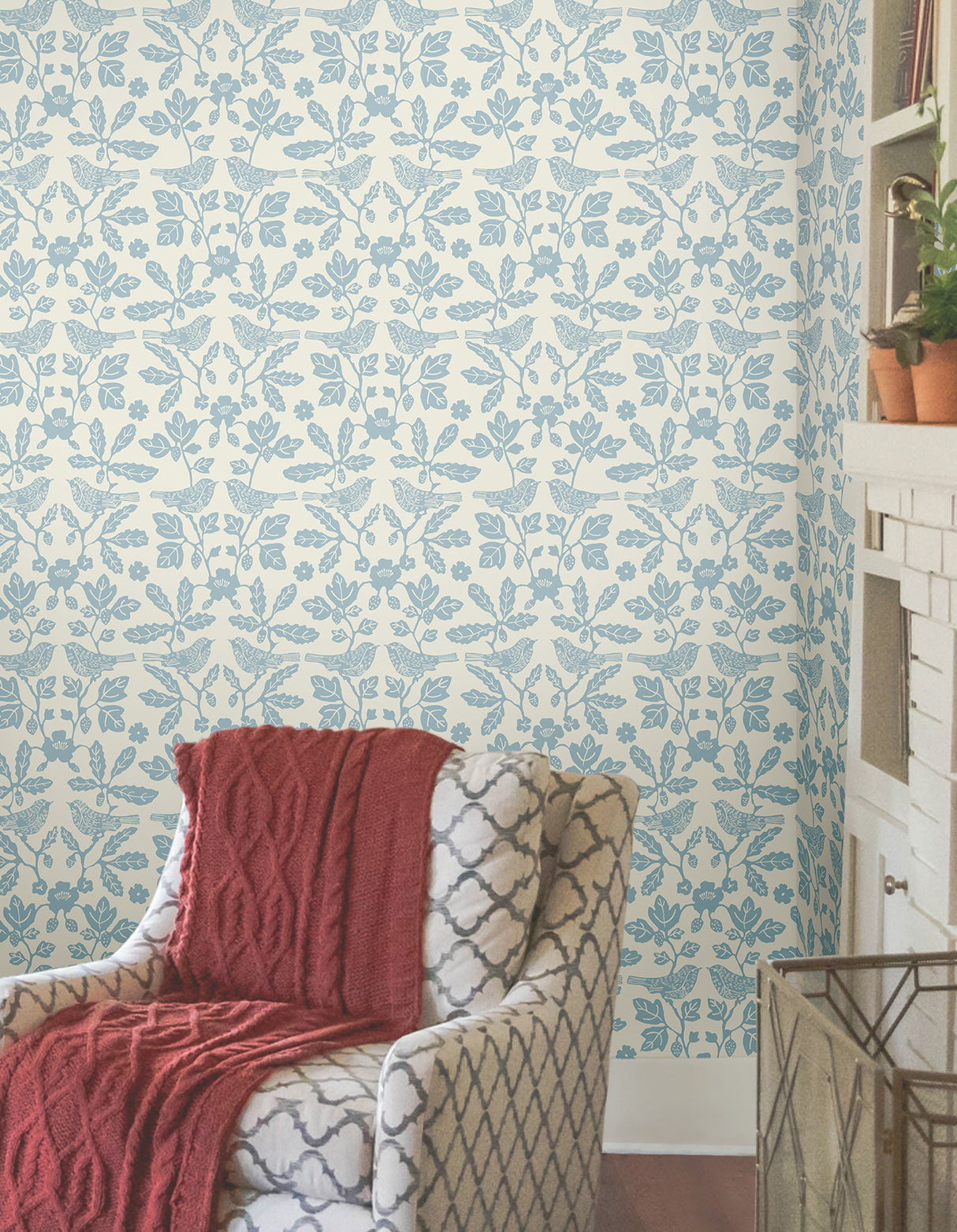 York PSW1441RL Sparrow & Oak Glacial Blue Peel & Stick Wallpaper