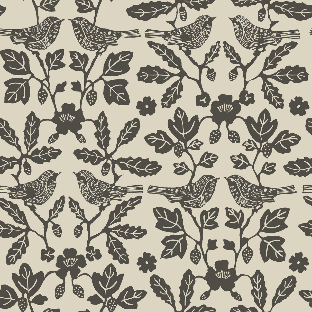 York PSW1442RL Sparrow & Oak Linen & Charcoal Peel & Stick Wallpaper