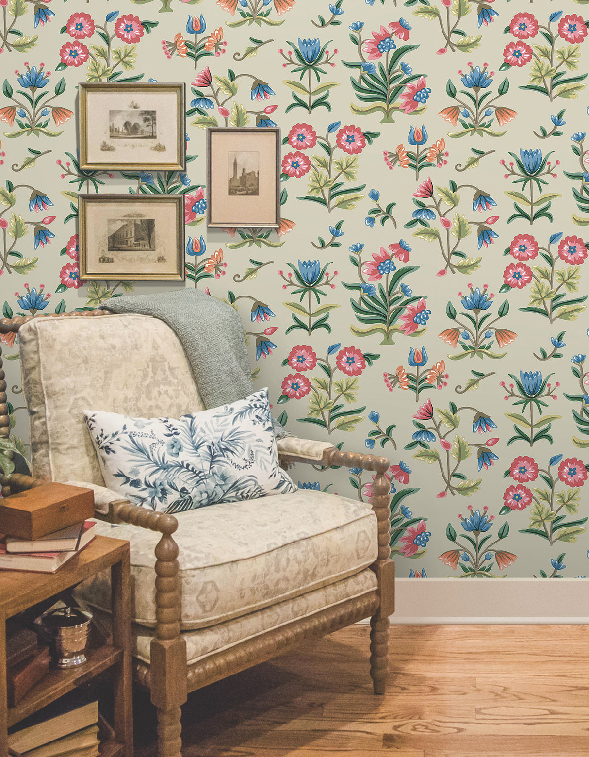 York PSW1447RL Heirloom Floral Taupe & Multi Peel & Stick Wallpaper