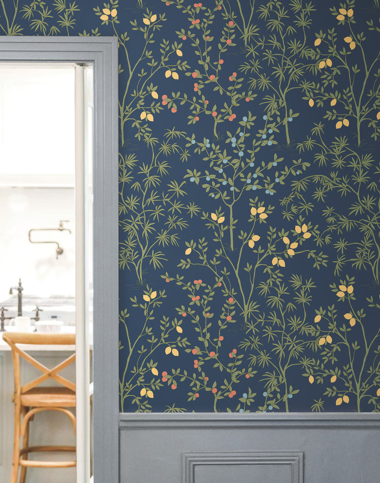 York PSW1454RL Lemon Grove Navy Peel & Stick Wallpaper