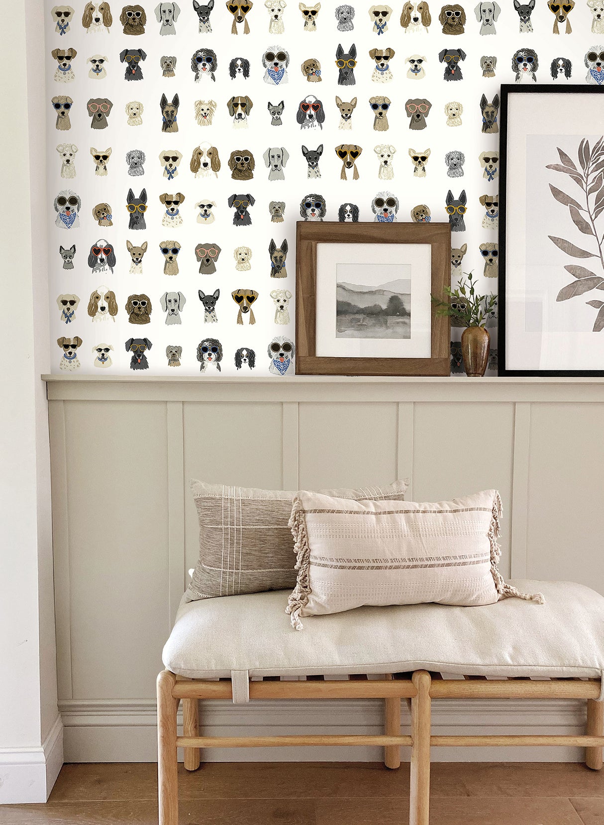 York PSW1461RL Dog Days Multi White Peel & Stick Wallpaper