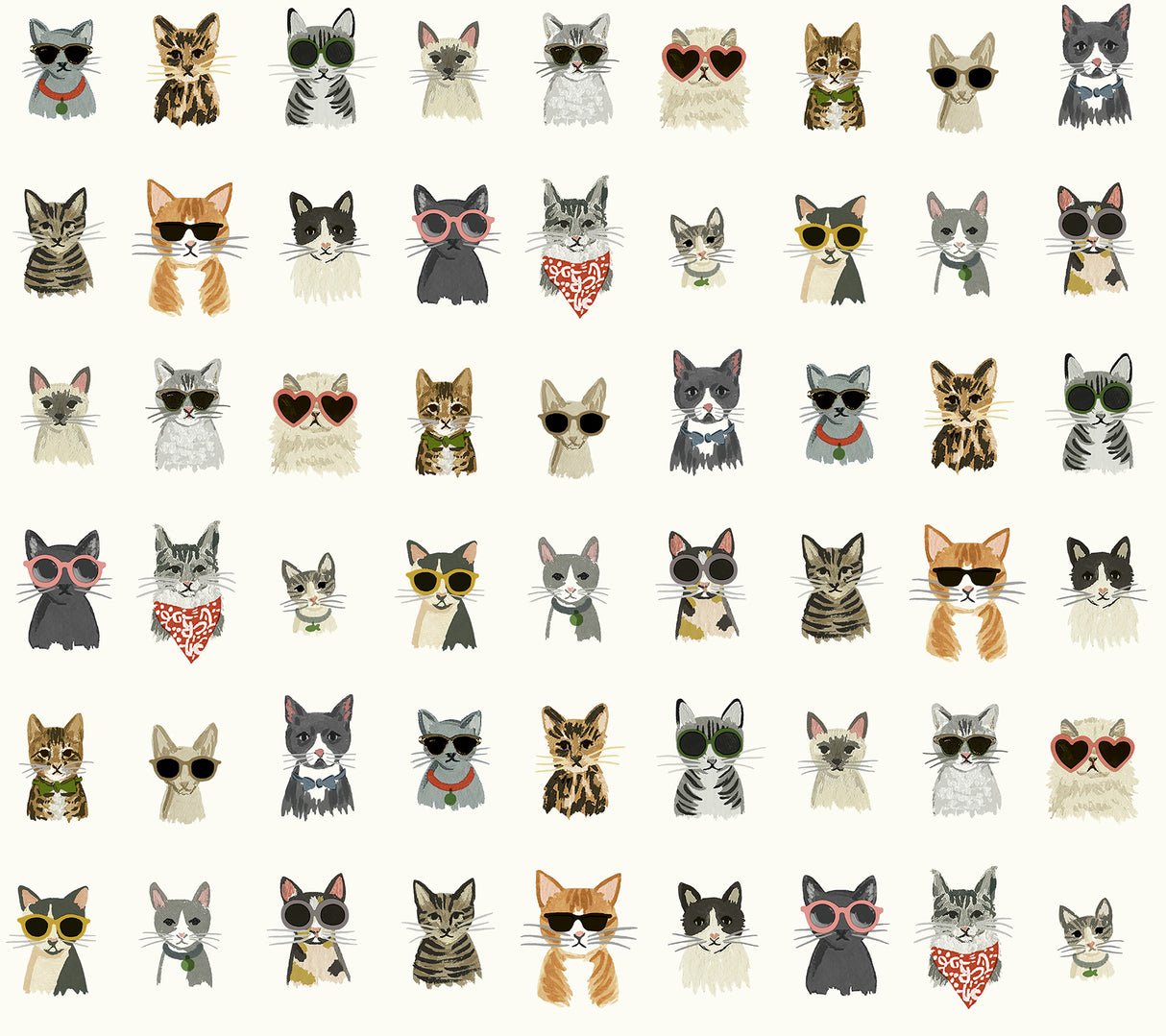 York PSW1463RL Cool Cats Multi White Peel & Stick Wallpaper