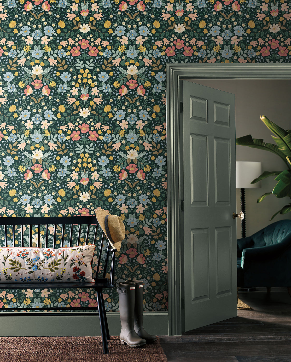 York PSW1477RL Bramble Garden Emerald Peel & Stick Wallpaper