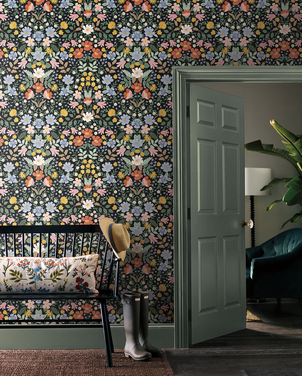 York PSW1478RL Bramble Garden Black Peel & Stick Wallpaper