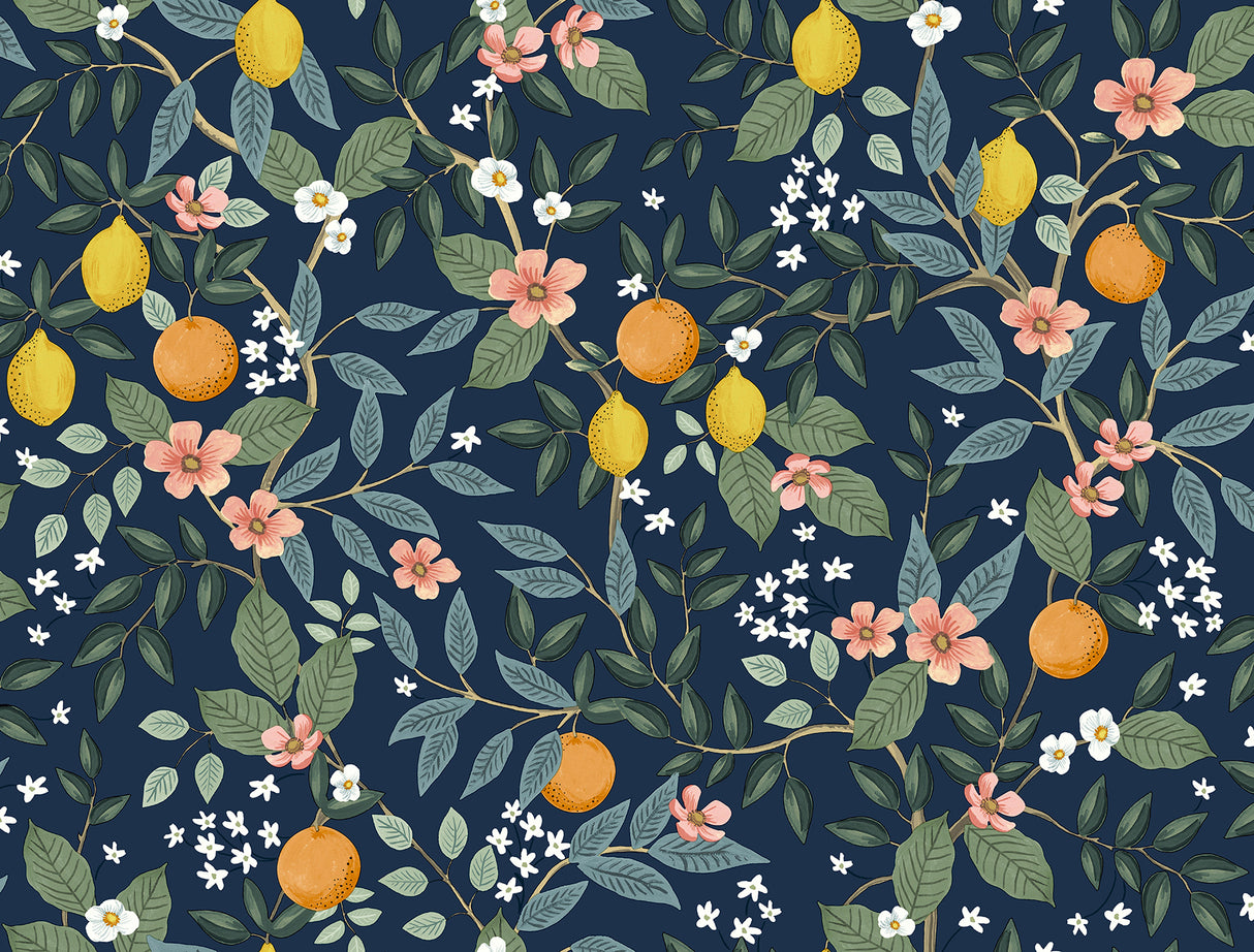 York PSW1481RL Citrus Grove Navy Peel & Stick Wallpaper
